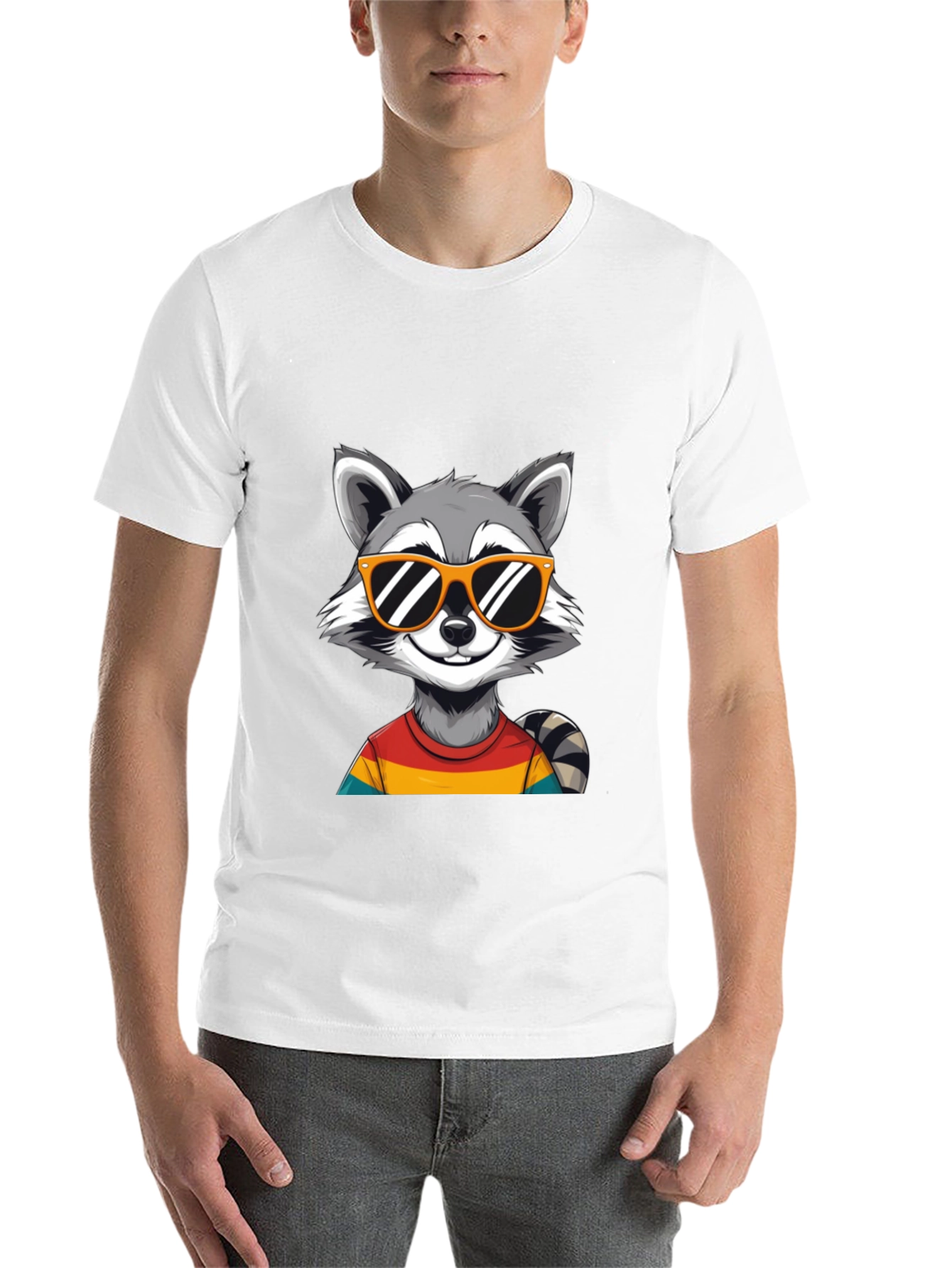 Black Cool Raccoon T-Shirt - Fun Graphic Tee view 14