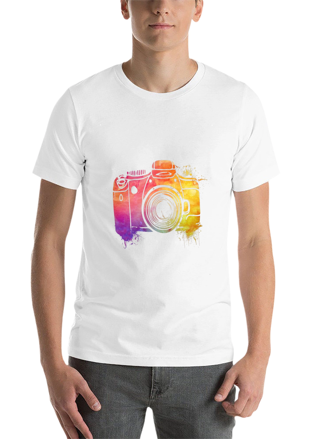 Black Watercolor Camera Graphic T-Shirt view 14