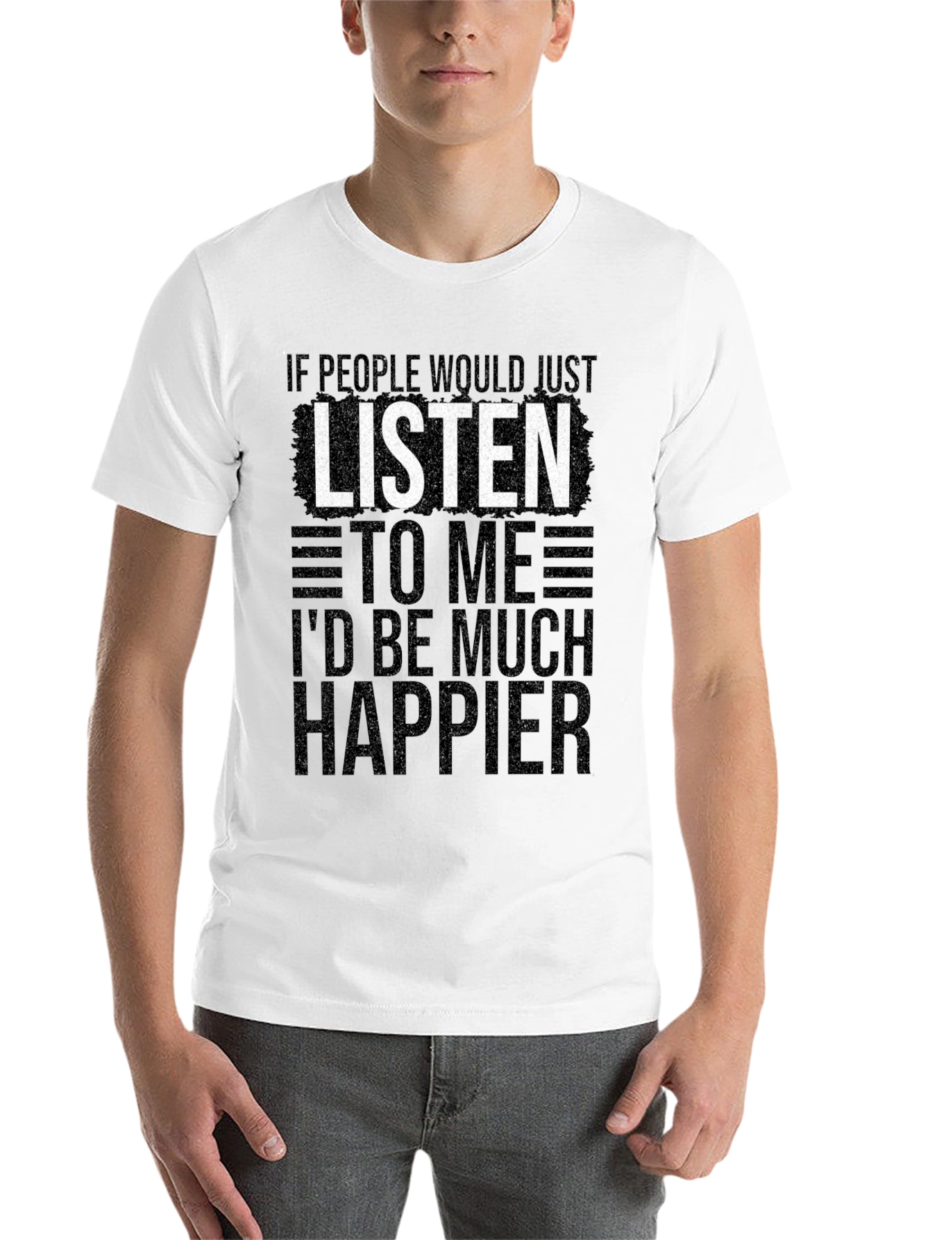 Black Listen To Me Graphic Tee - Mens Black T-Shirt view 14