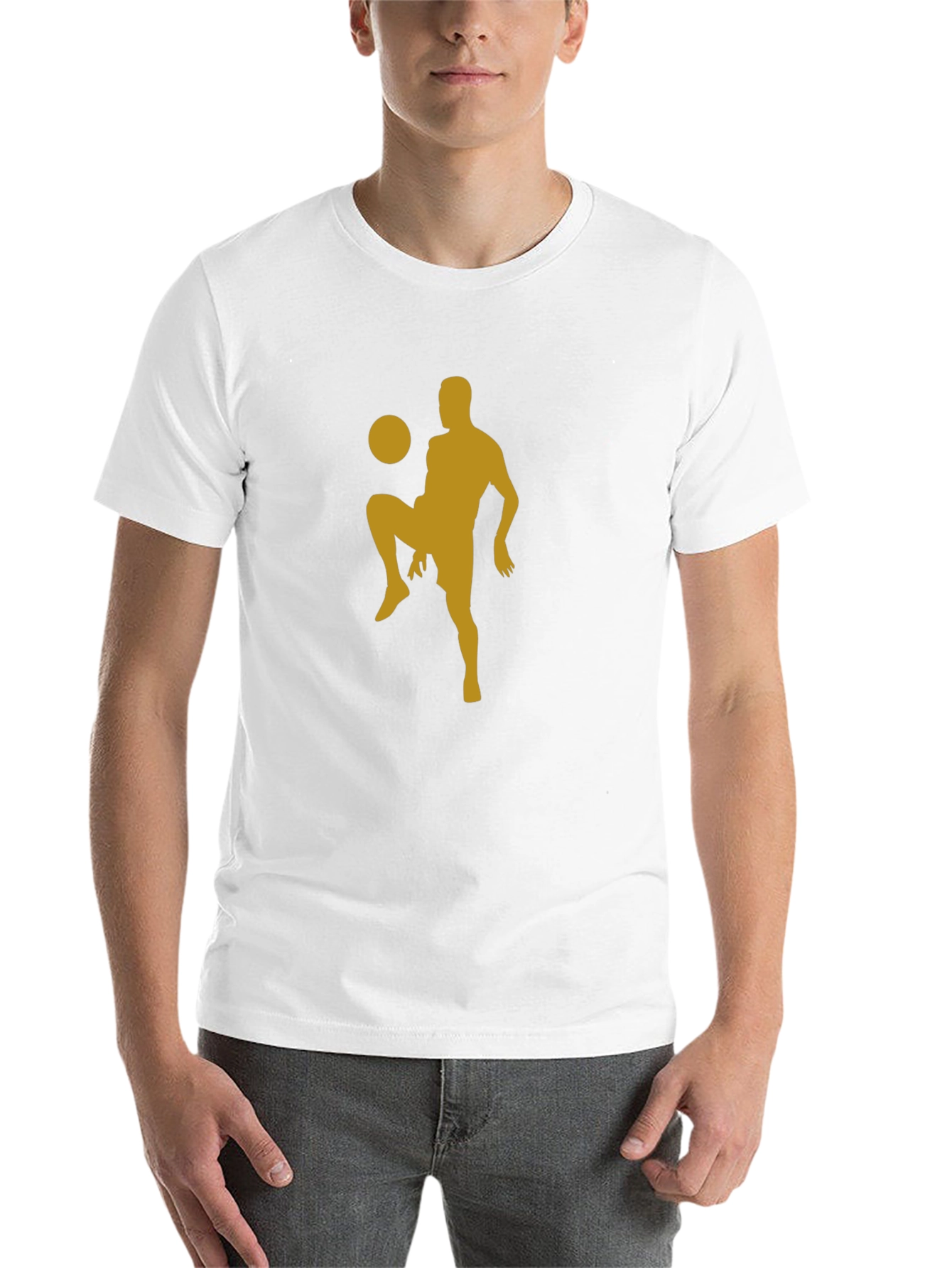 Black Soccer Player Silhouette Tee - Black Cotton Blend Shirt view 14