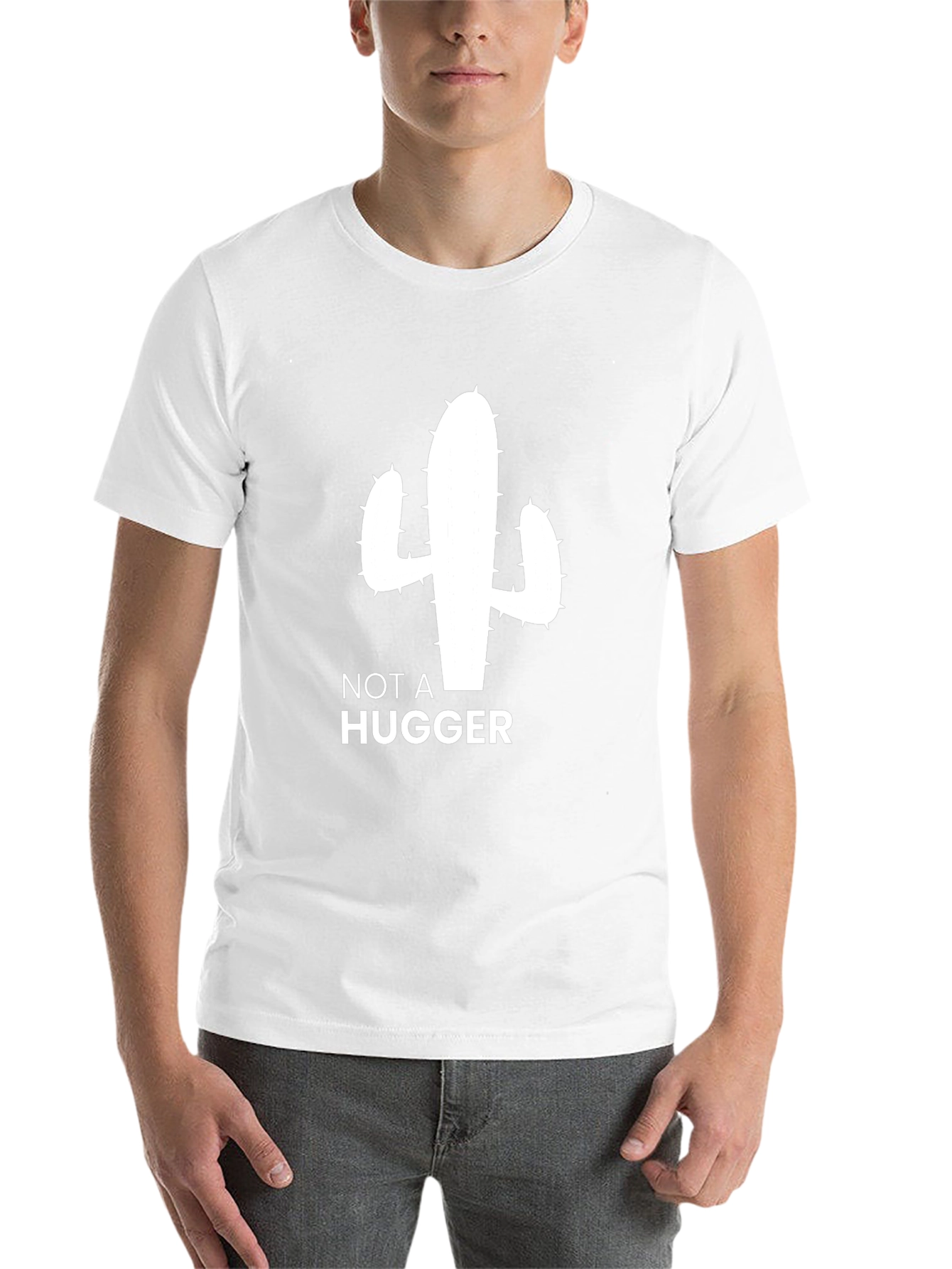 Black Not a Hugger Cactus T-Shirt - Unisex Graphic Tee view 14