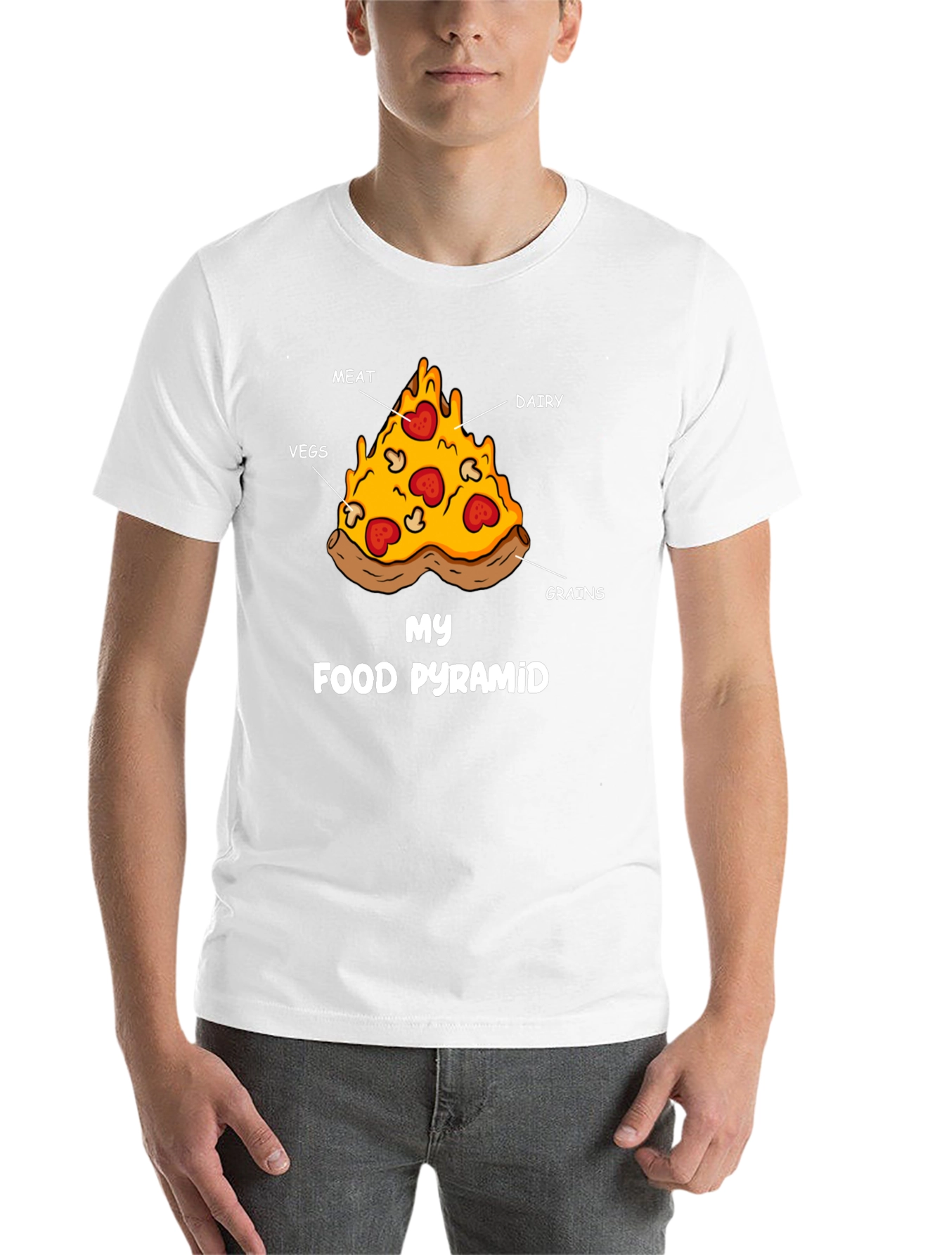 Pizza Food Pyramid Graphic T-Shirt - Funny Foodie Tee - 14