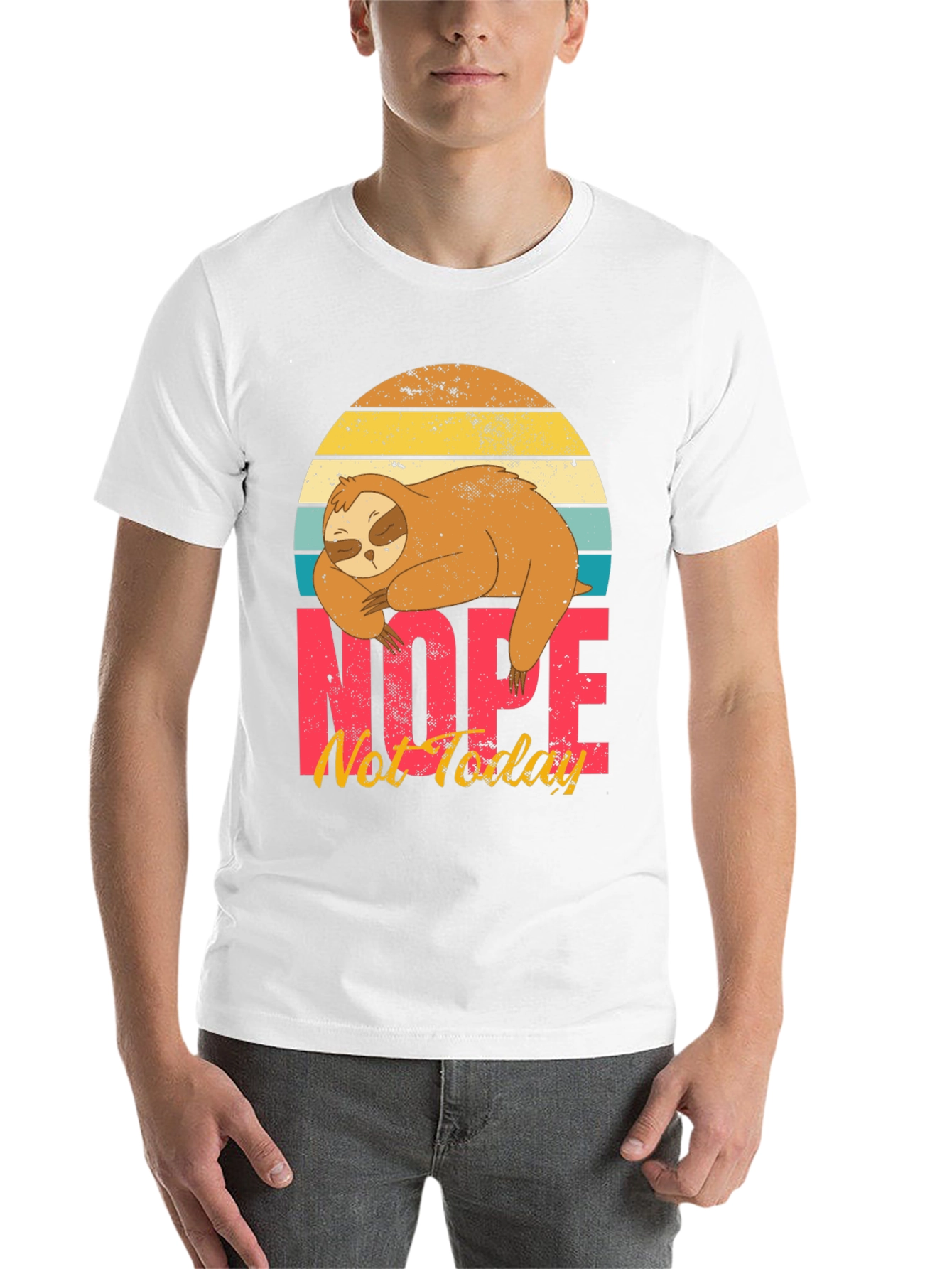 Black Nope, Not Today Sloth Graphic T-Shirt view 14