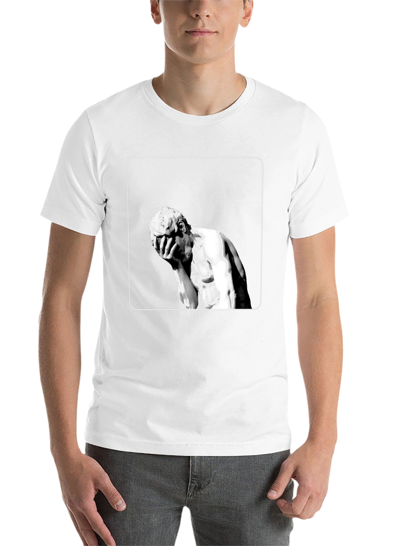 Black Modern Art Tee - Melancholy Statue Graphic view 14