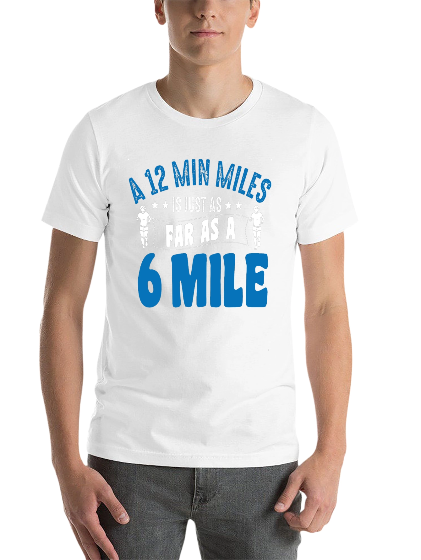 Black Funny Running T-Shirt: 12 Min Miles = 6 Mile Pace view 14