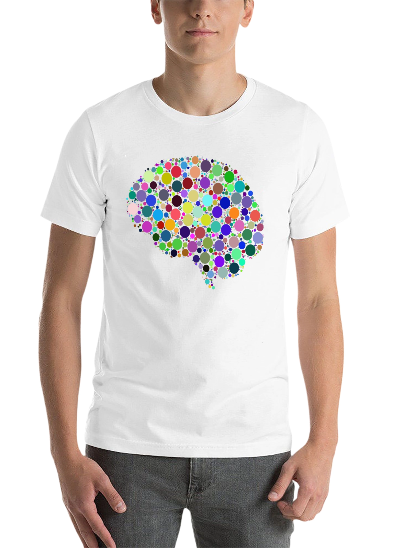 Black Colorful Brain Graphic Tee - Black Cotton T-Shirt view 14