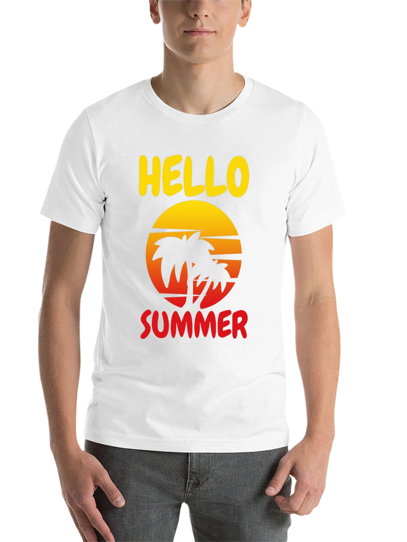Black Hello Summer Palm Tree Graphic Tee view 14