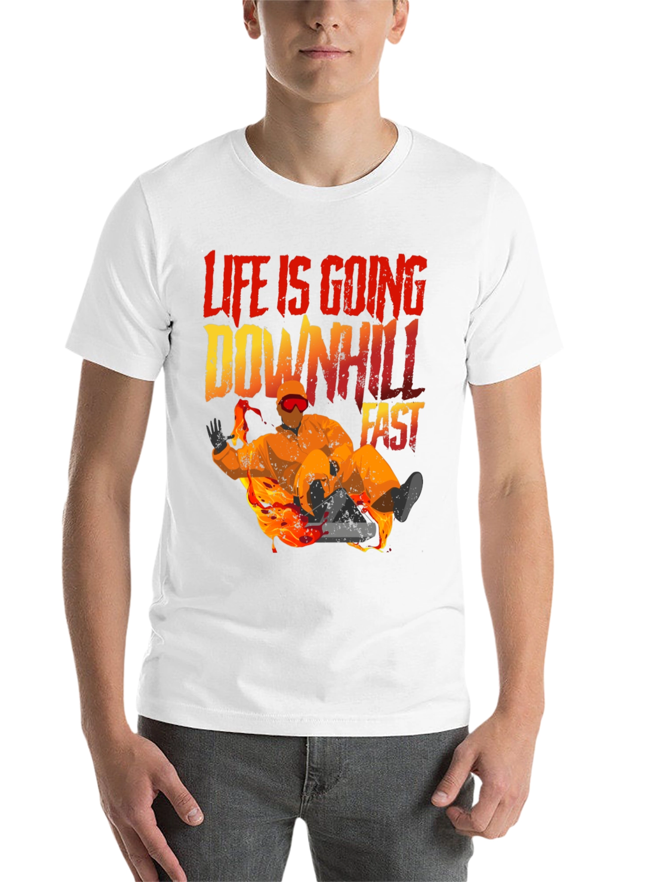 Black Life Is Going Downhill Fast Graphic Tee - Black view 14