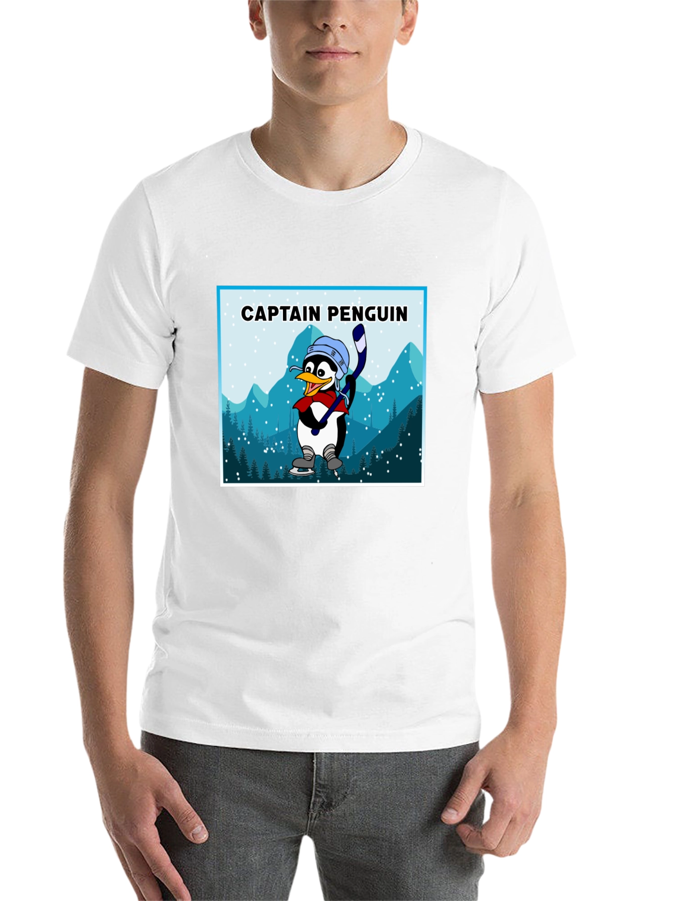 Black Captain Penguin Graphic Tee - Black Cotton T-Shirt view 14