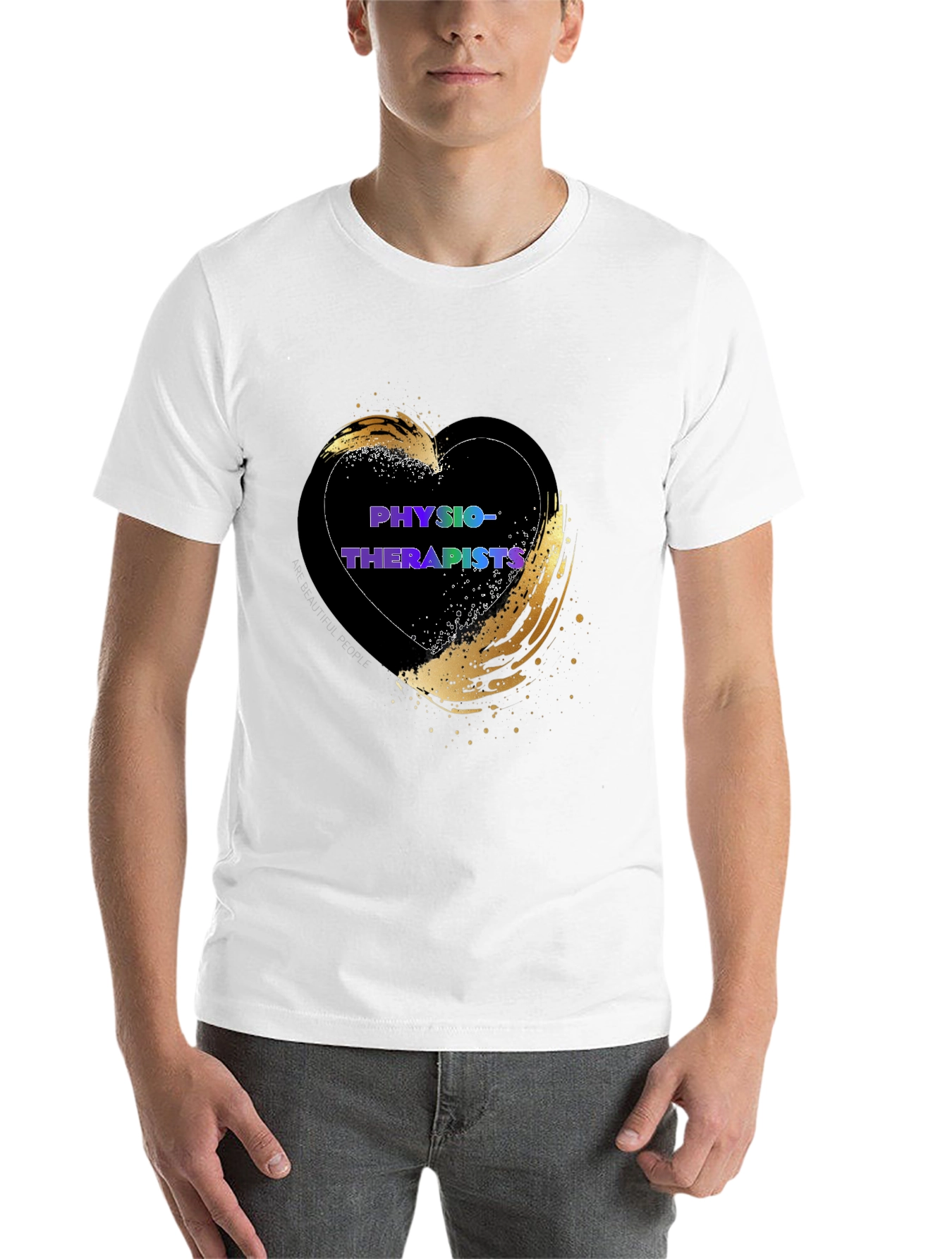 Black Physiotherapist Heart T-Shirt - Gold Accent view 14