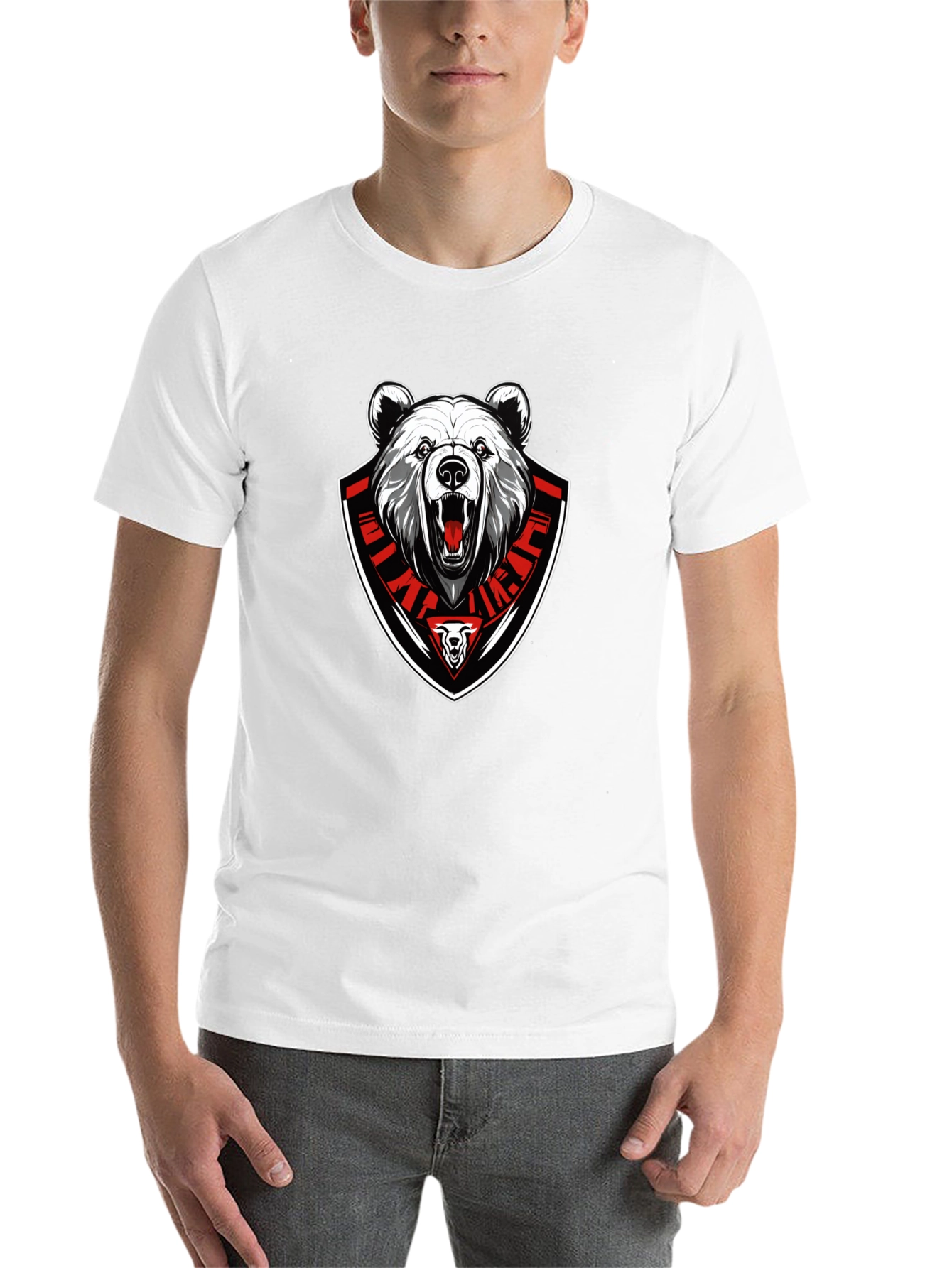 Black Bear Emblem Graphic Tee - Black Cotton Blend T-Shirt view 14