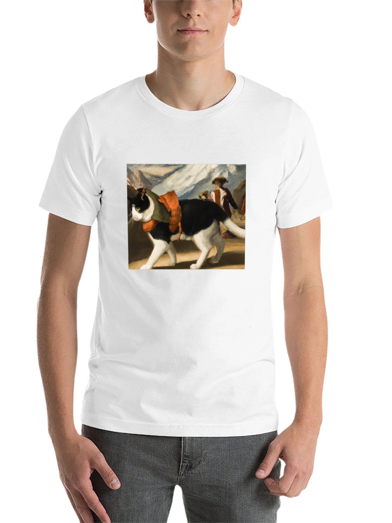 Black Artistic Cat Graphic Tee - Black view 14