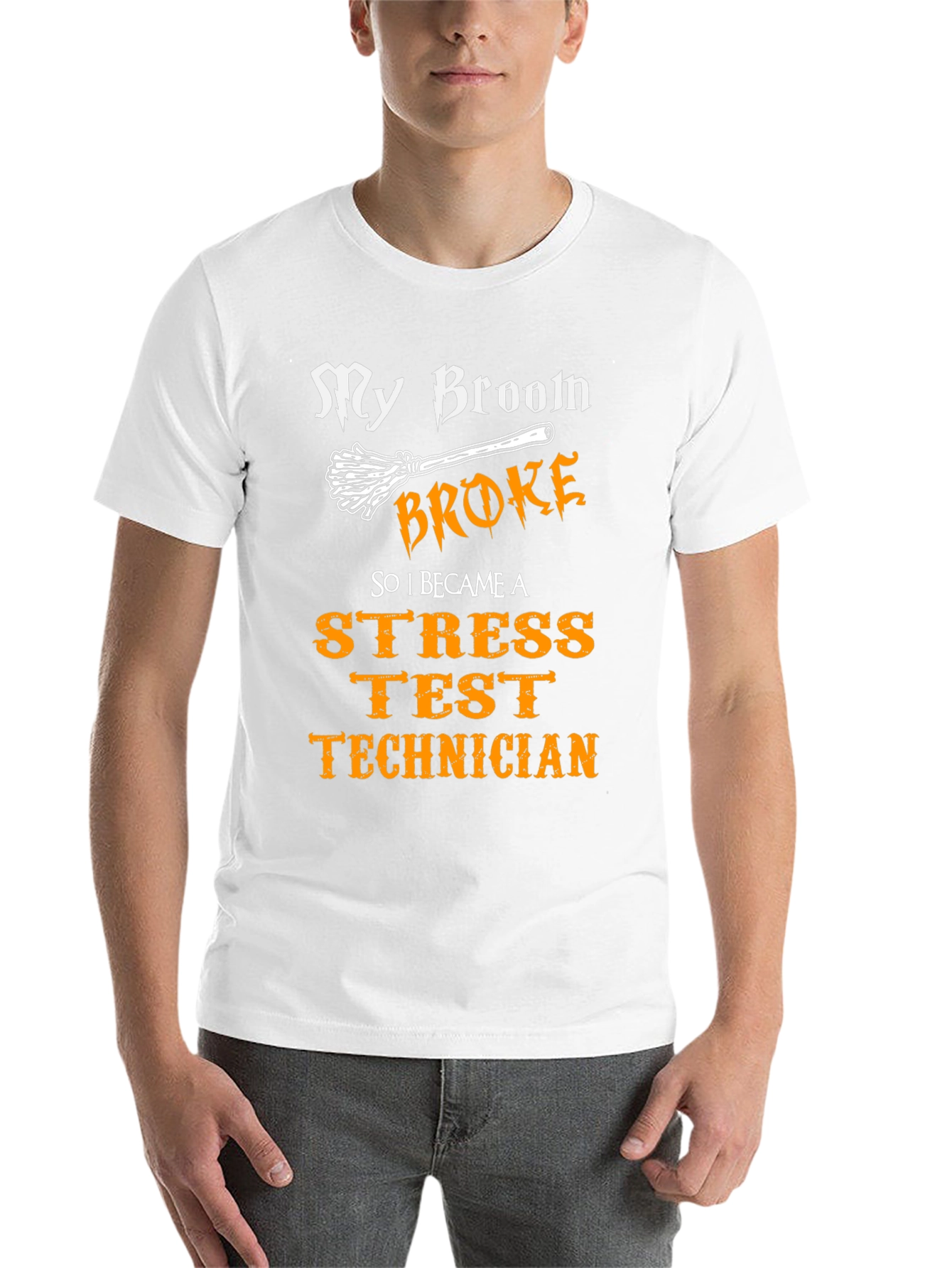 Black Stress Test Technician T-Shirt - Broom Broke view 14
