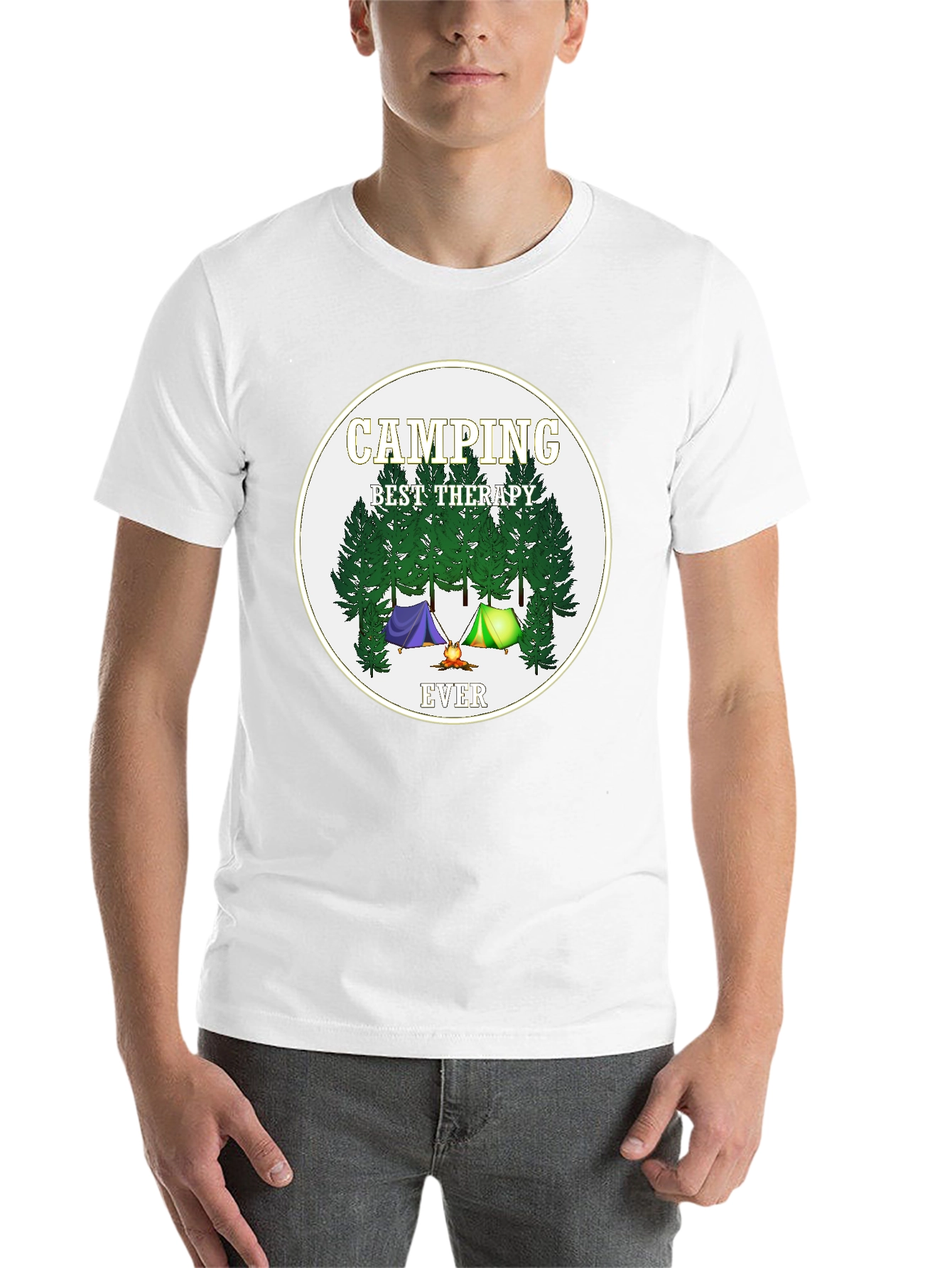 Black Camping Best Therapy Ever Graphic Tee view 14