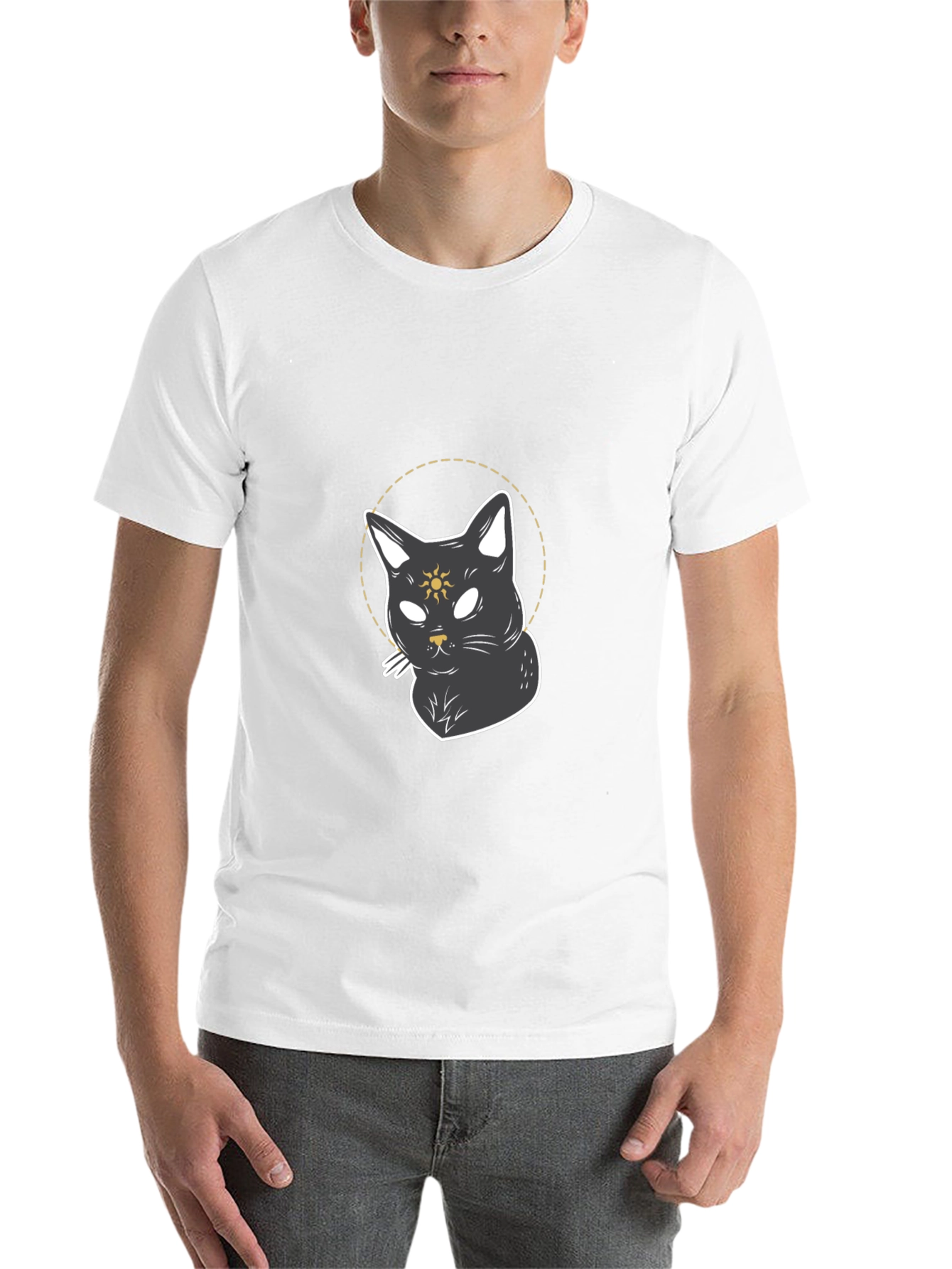 Black Mystic Cat Graphic T-Shirt - Black view 14
