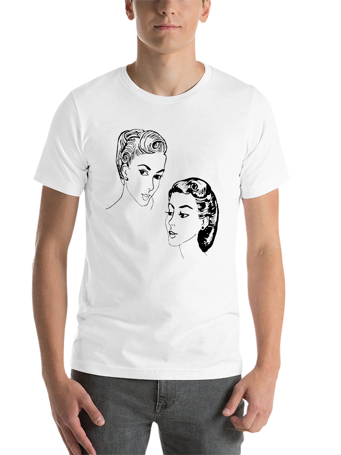 Black Retro Ladies Graphic Tee - Black Cotton view 14
