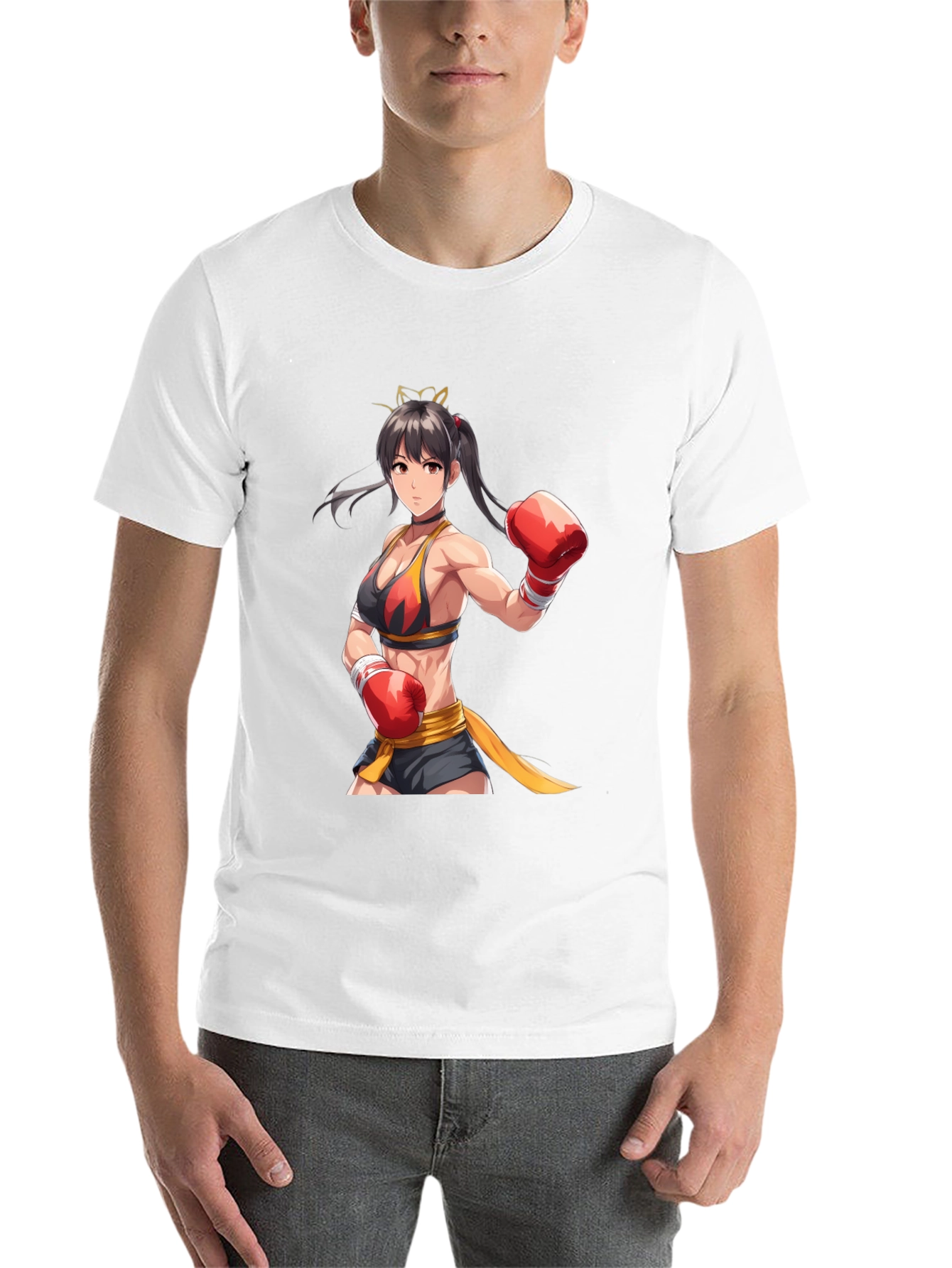 Black Anime Boxer Graphic Tee - Black Short Sleeve Shirt view 14