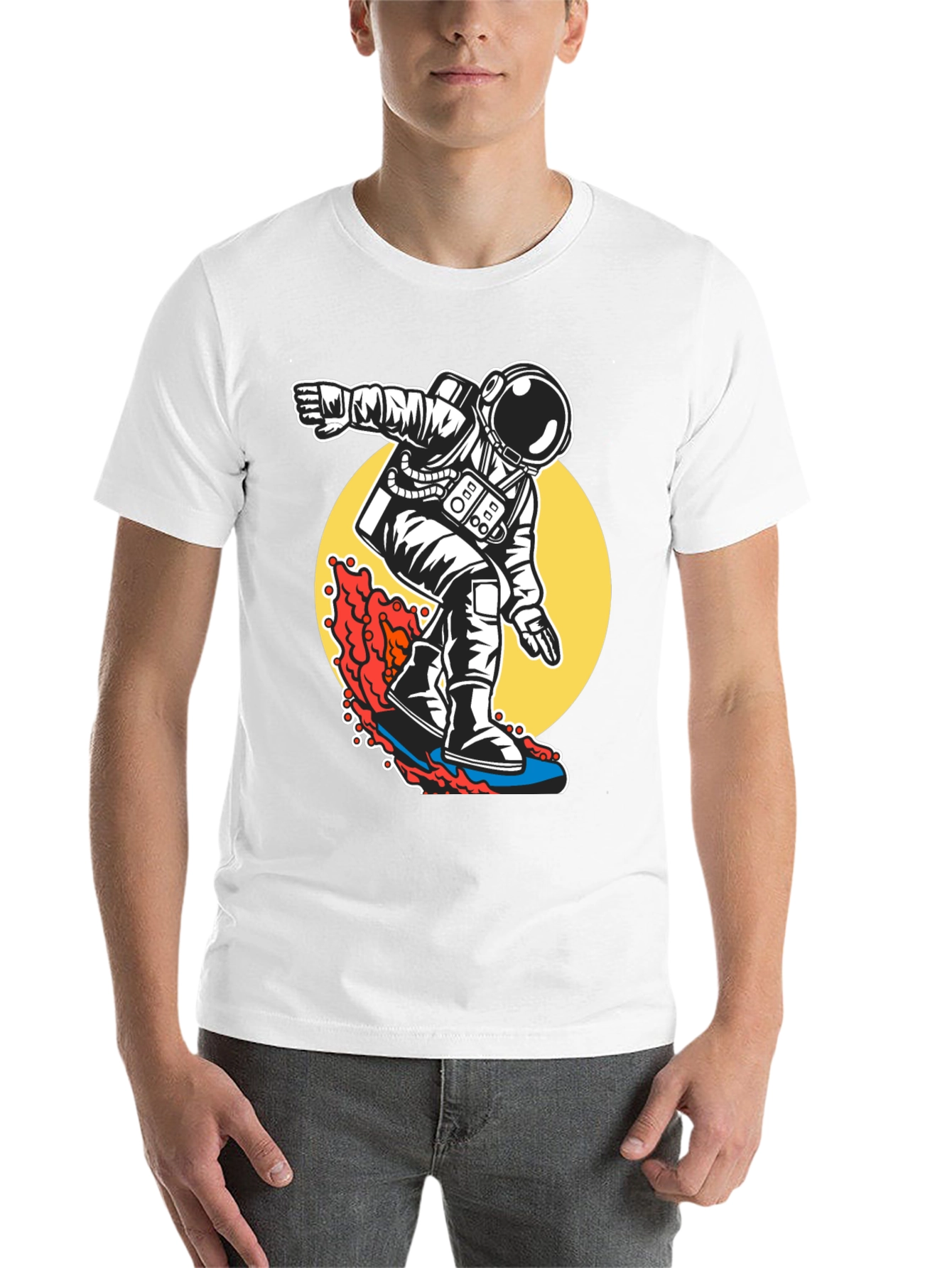 Black Surfing Astronaut T-Shirt - Ride the Waves of Space! view 14