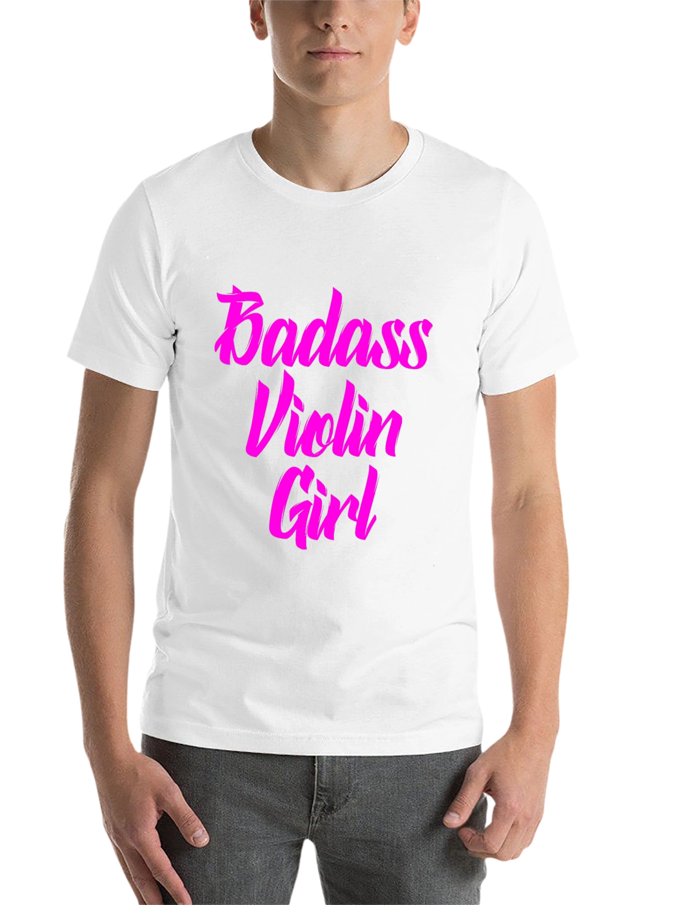 Black Badass Violin Girl Graphic Tee - Black Cotton T-Shirt view 14