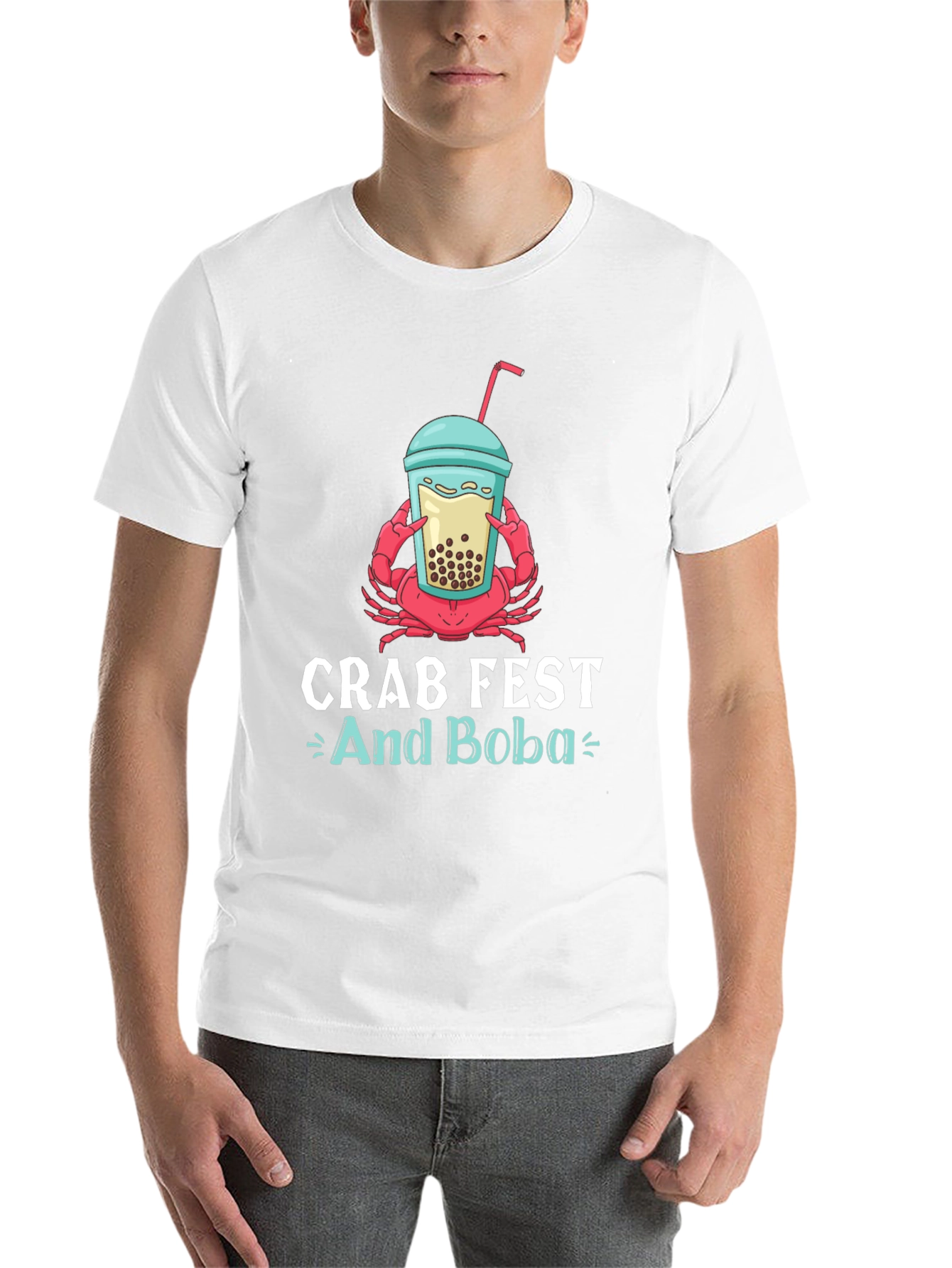 Black Crab Fest and Boba Graphic T-Shirt view 14
