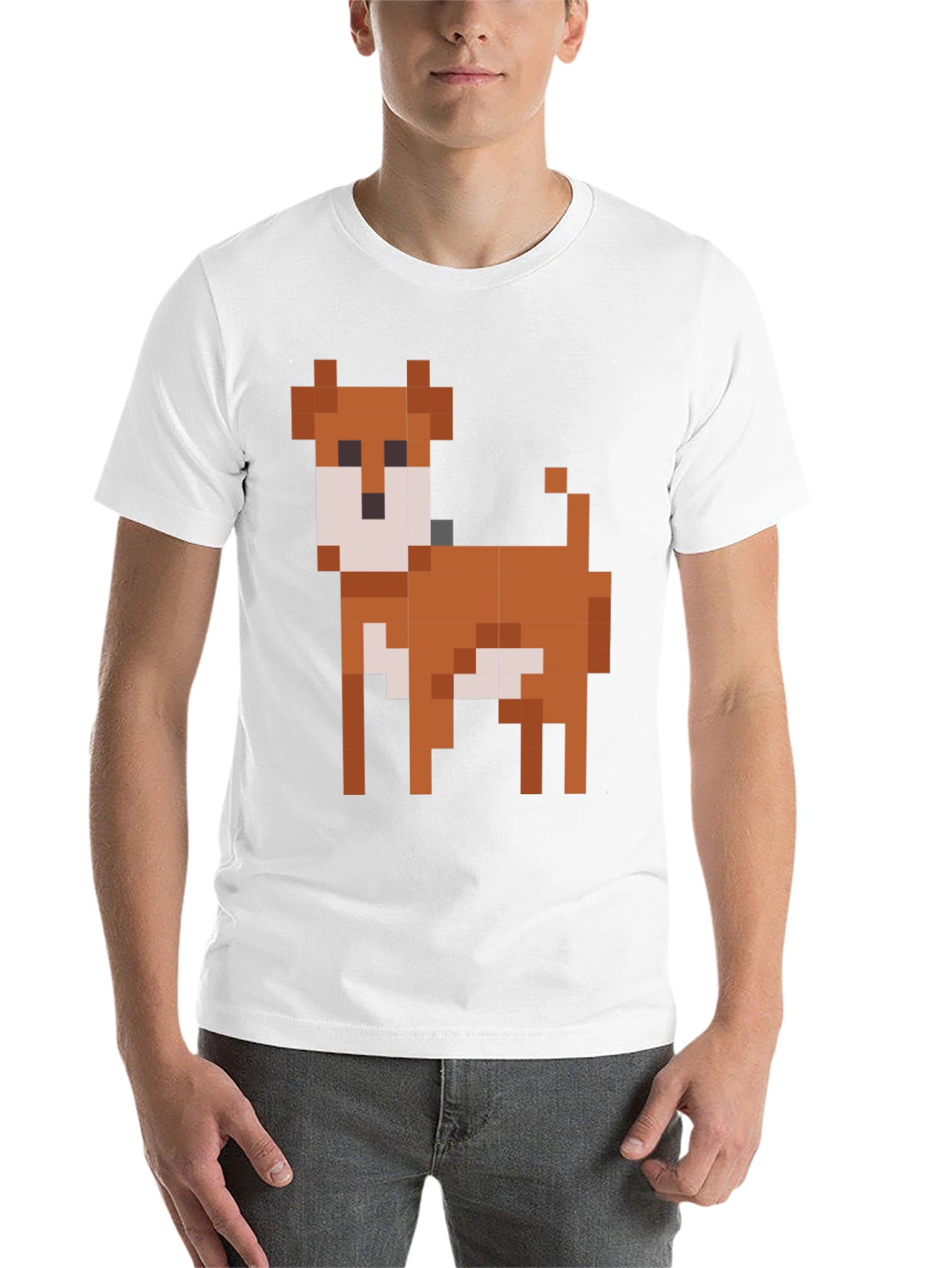 Black Pixel Dog Graphic T-Shirt - Black Cotton Blend view 14