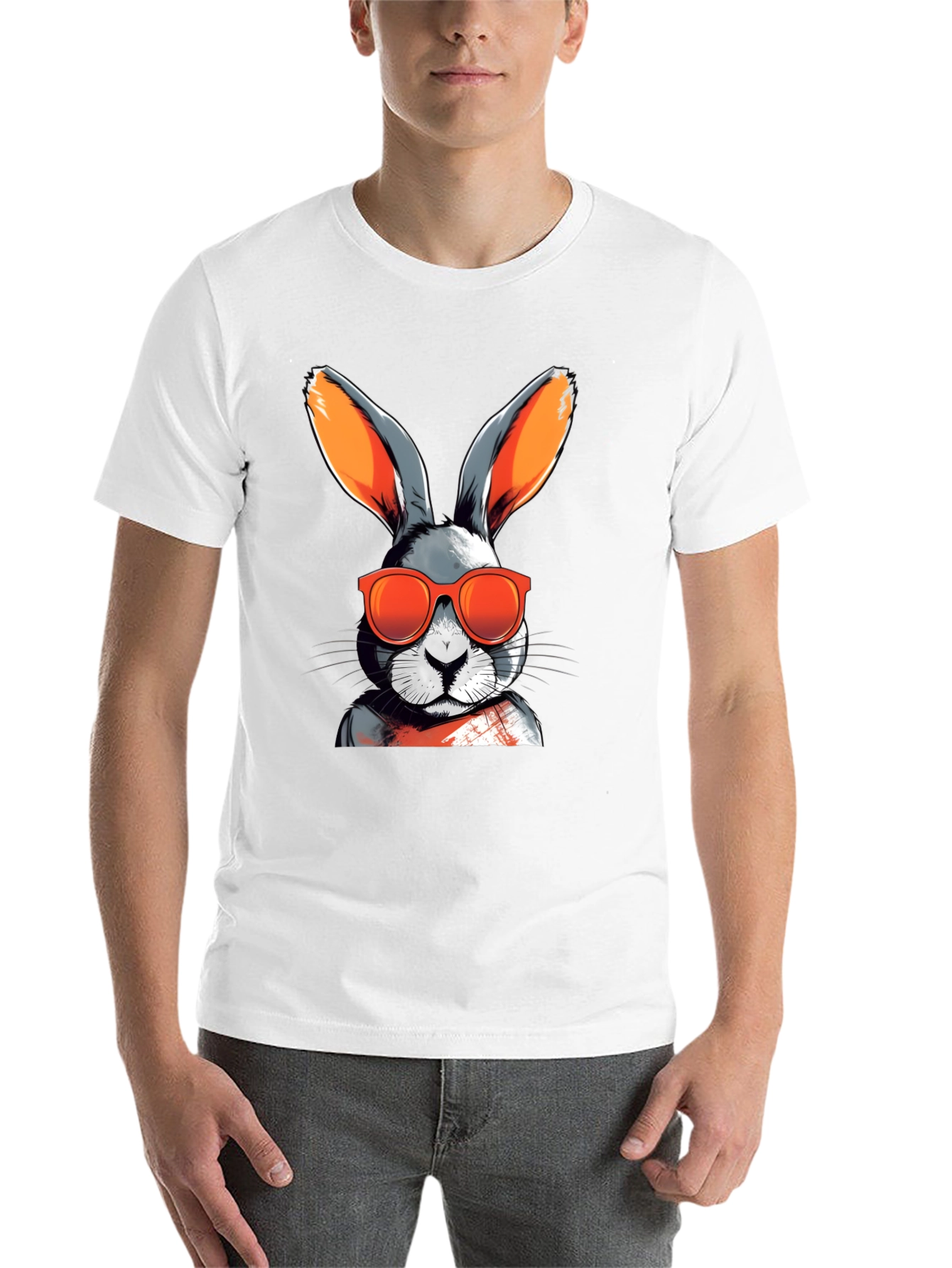 Black Cool Rabbit Graphic Tee - Black Cotton Blend view 14