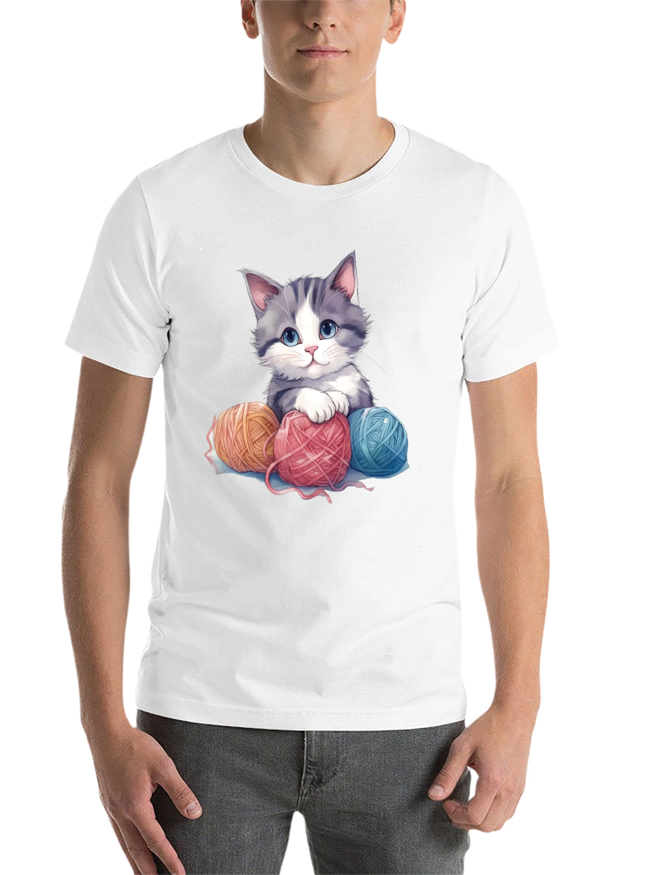 Black Cute Kitten & Yarn Balls Graphic Tee view 14