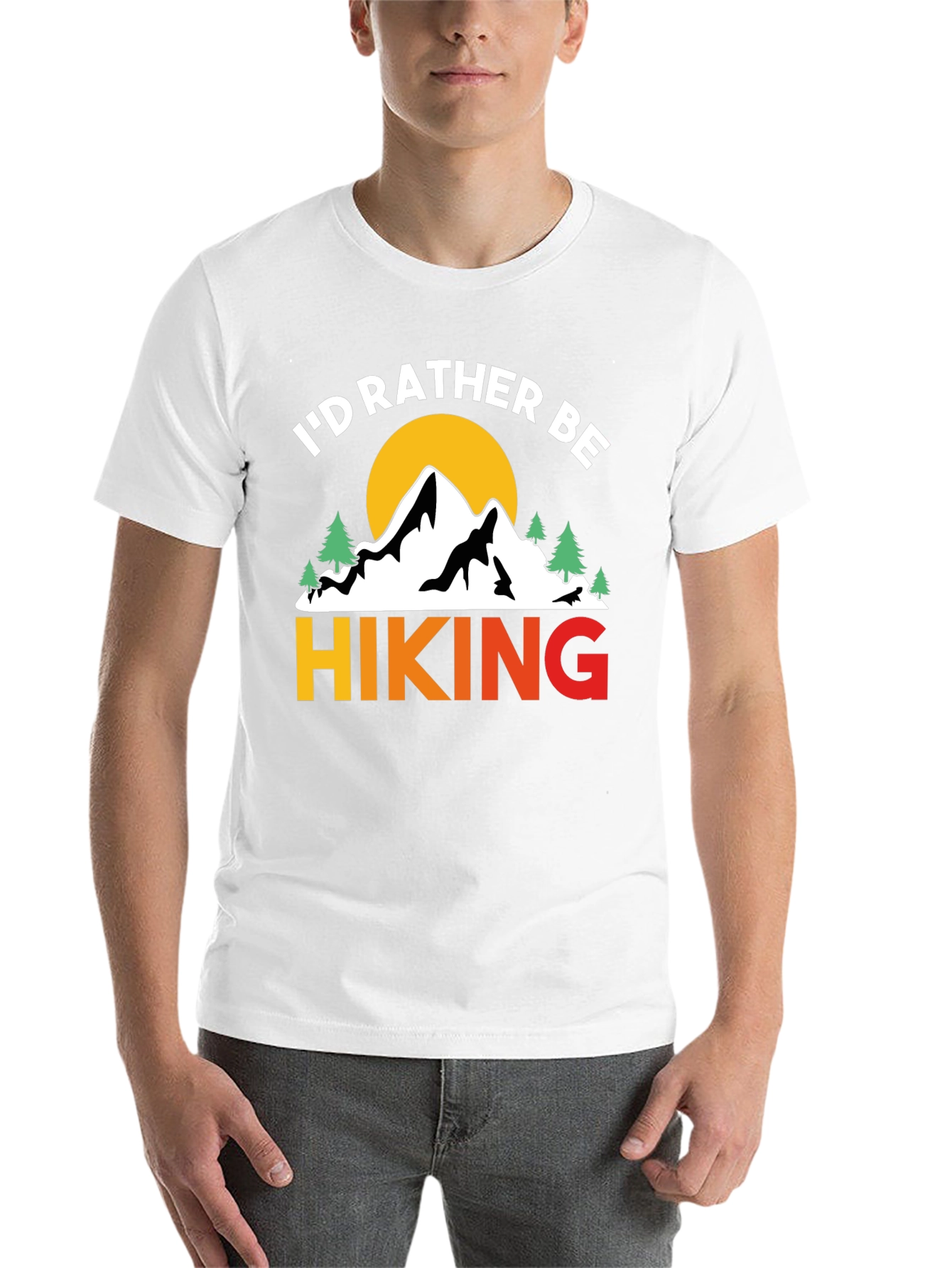Black I'd Rather Be Hiking T-Shirt Mountain Nature view 14