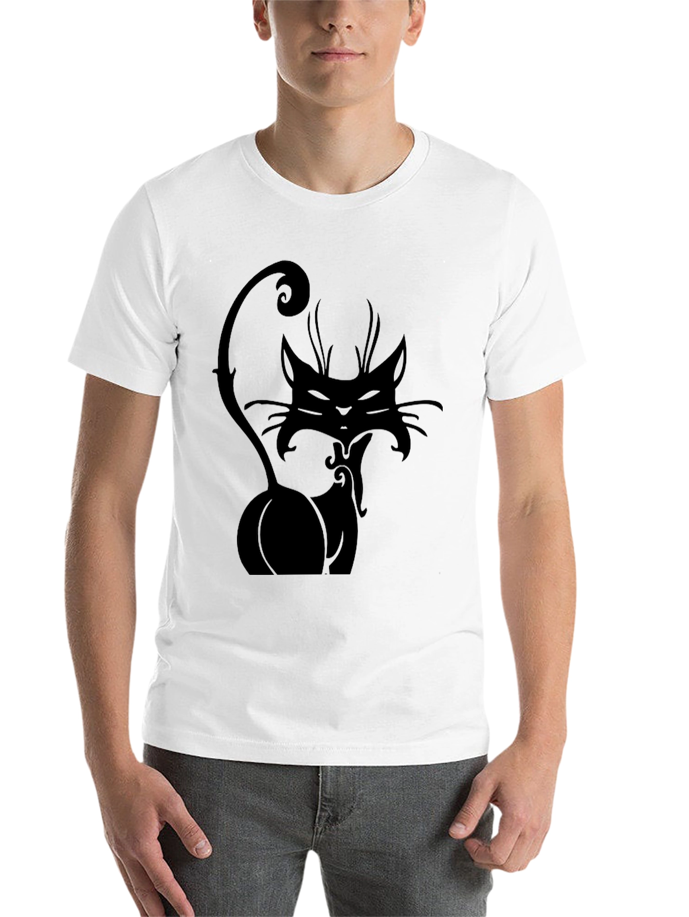 Black Black Cat Graphic Tee - Stylish Men's T-Shirt view 14