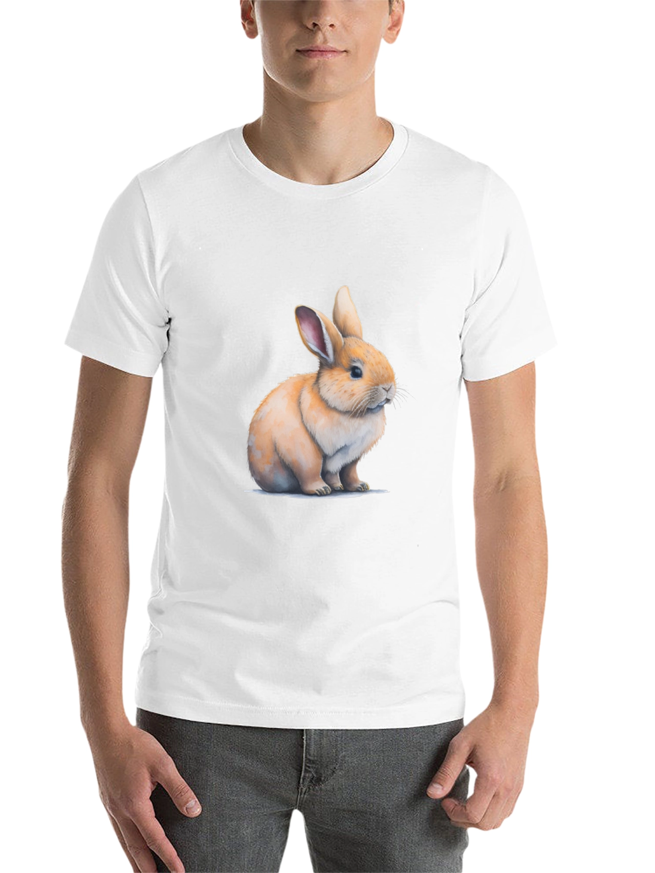 Cute Bunny Graphic Black T-Shirt - 14
