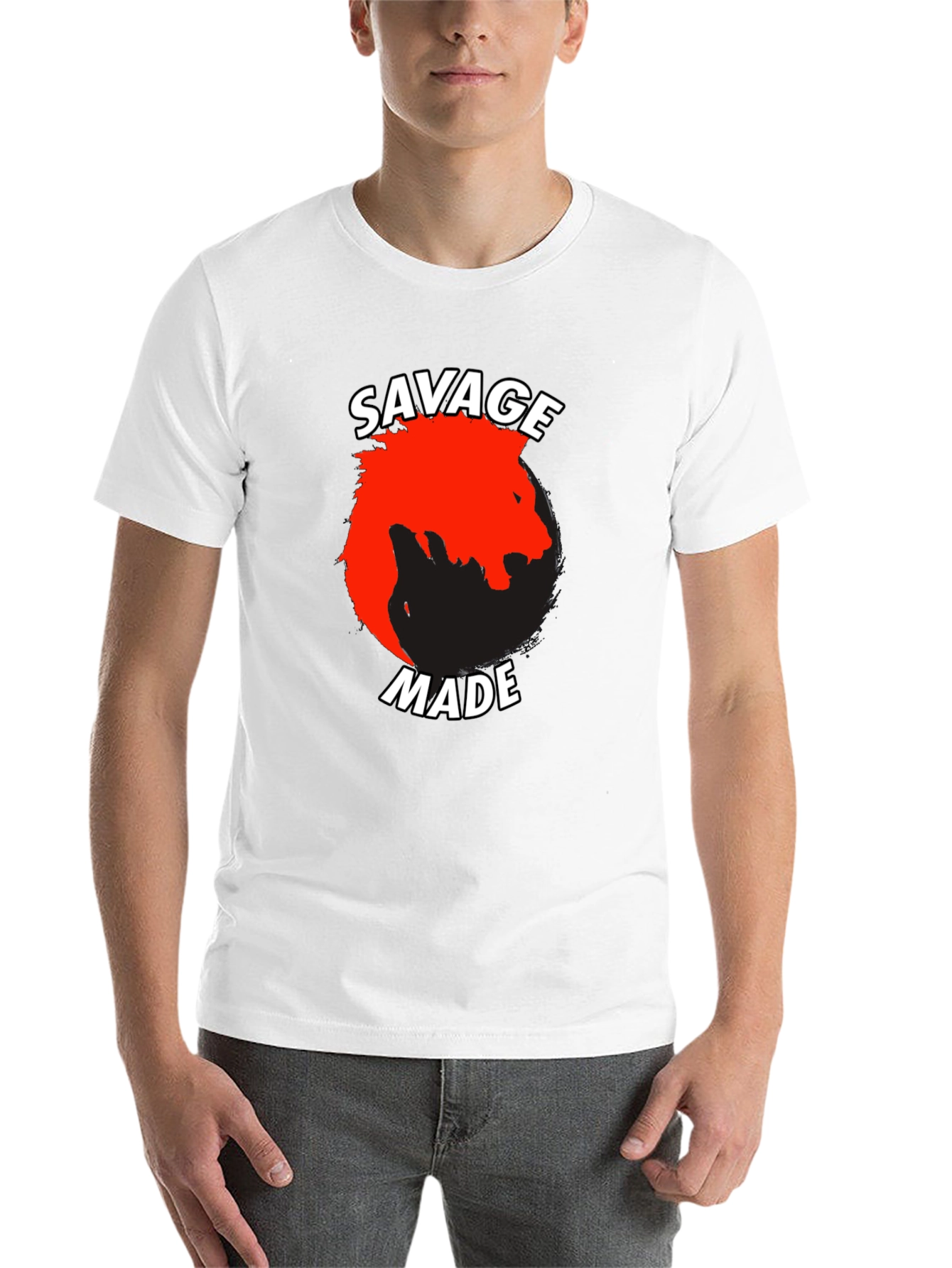 Black Savage Made Graphic Tee - Bold Lion Design view 14