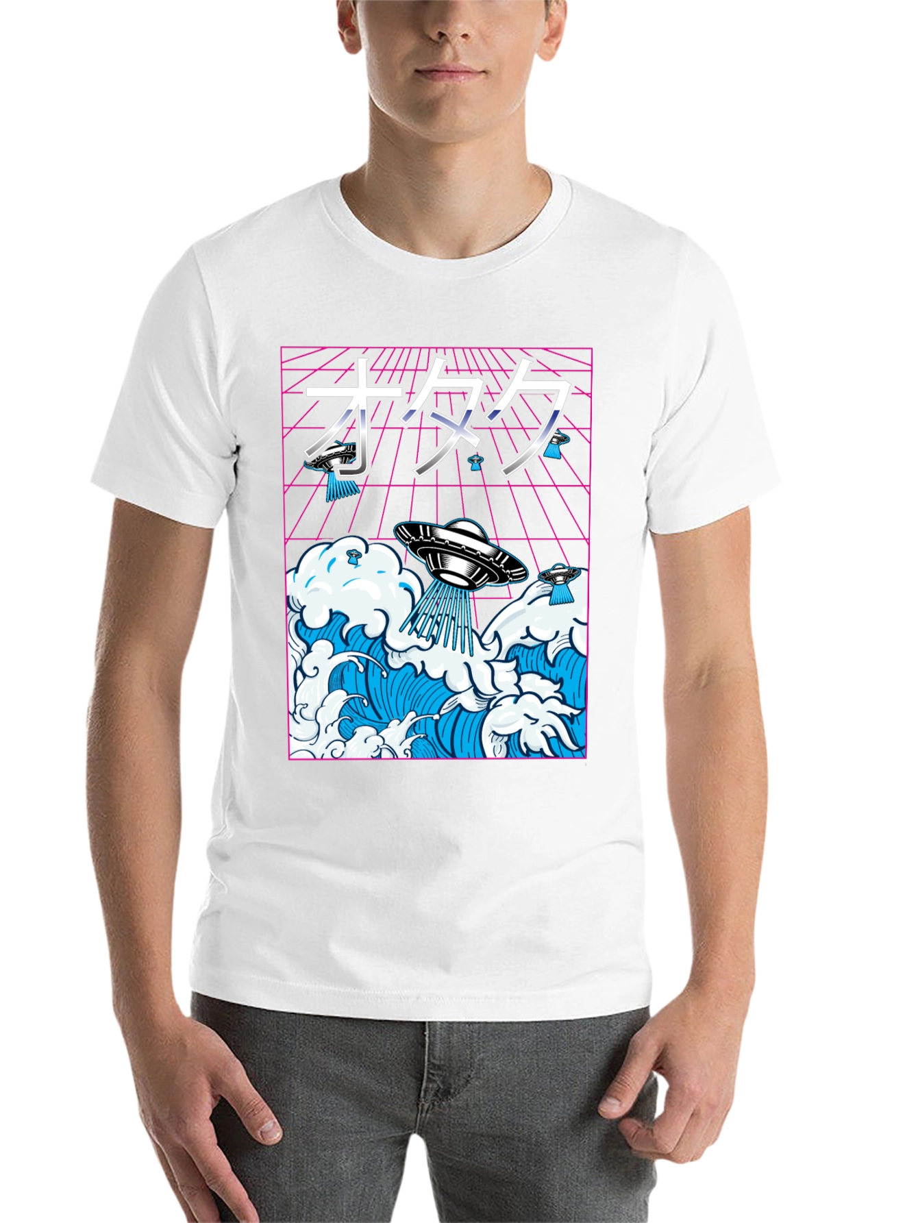 Black Otaku UFO Waves Graphic Tee view 14