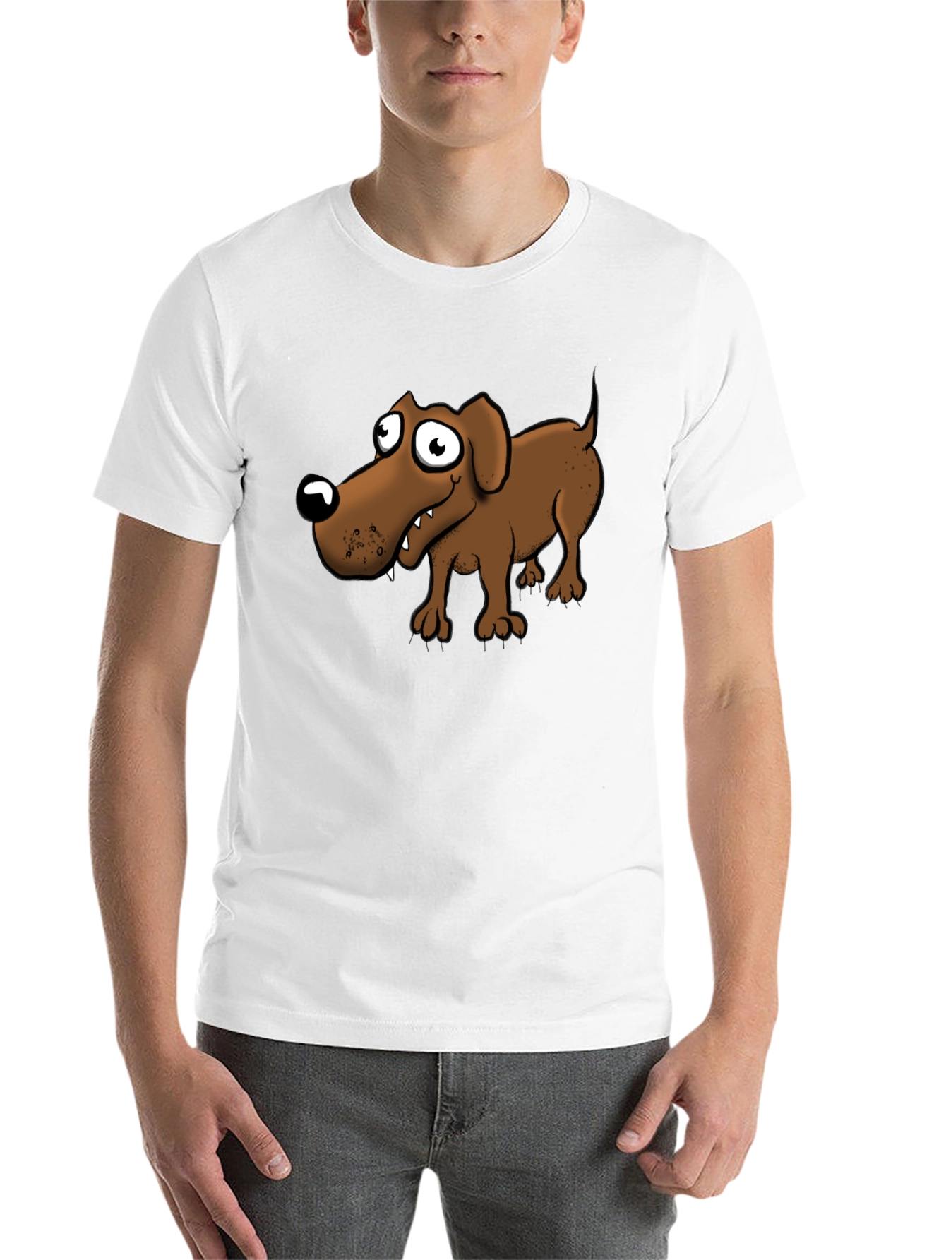 Black Cartoon Dog Graphic T-Shirt - Black view 14