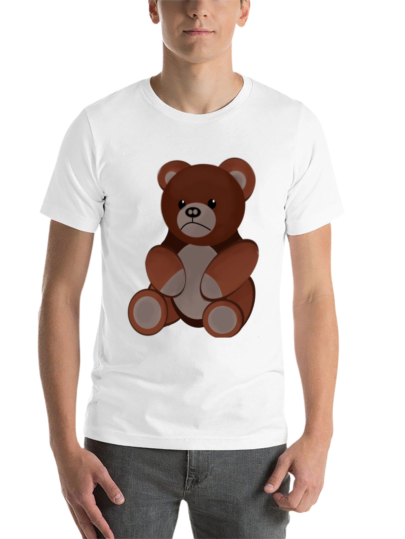 Black Men's Black T-Shirt with Cartoon Bear view 14