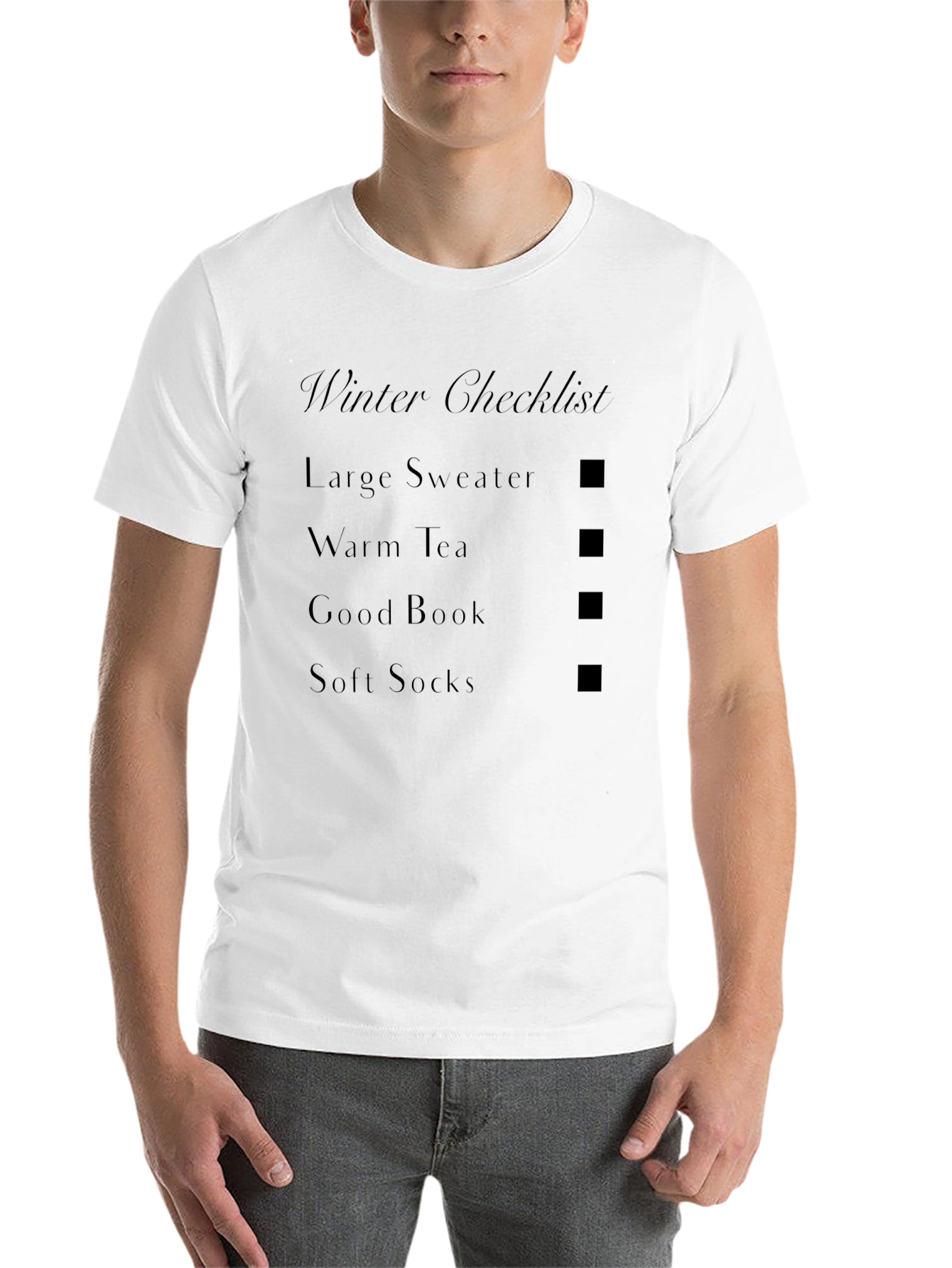 Black Winter Checklist Graphic Tee - Cozy Season Apparel view 14