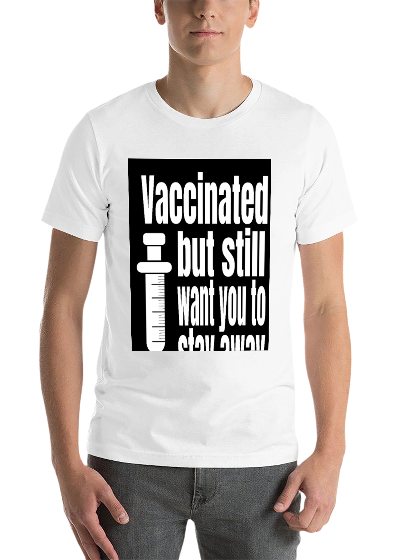 Black Vaccinated But Still Want You To Stay Away T-Shirt view 14