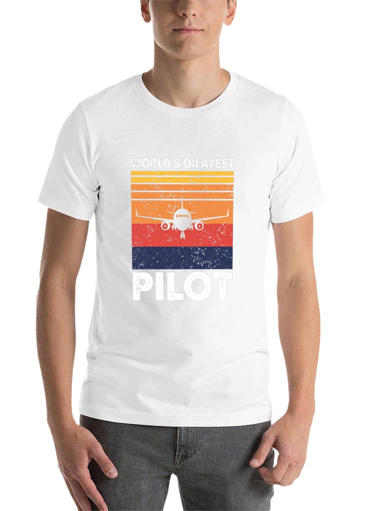 Black World's Okayest Pilot Retro T-Shirt view 14