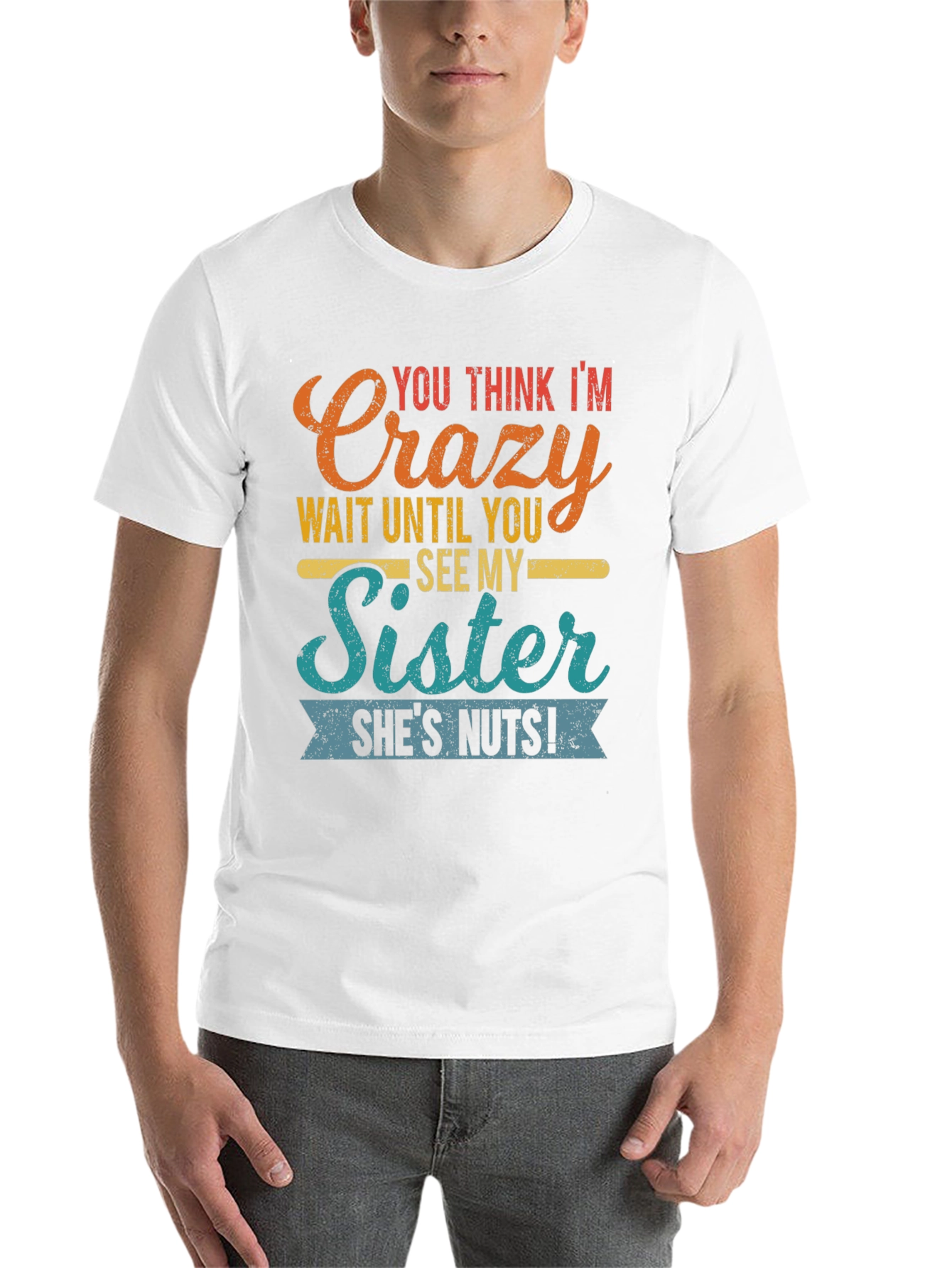 Black Crazy Sister Tee - Funny Novelty Graphic T-Shirt view 14