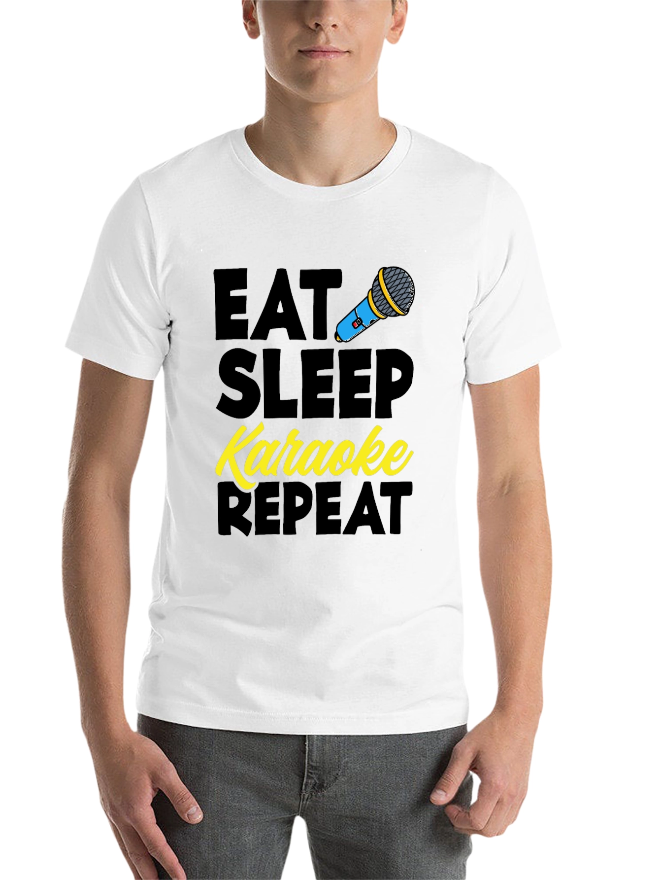 Black Eat Sleep Karaoke Repeat Graphic Tee view 14