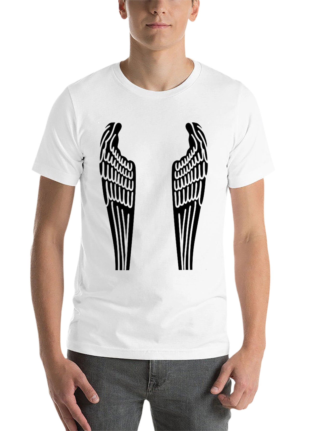 Black Winged Graphic Tee - Black Cotton Blend T-Shirt view 14