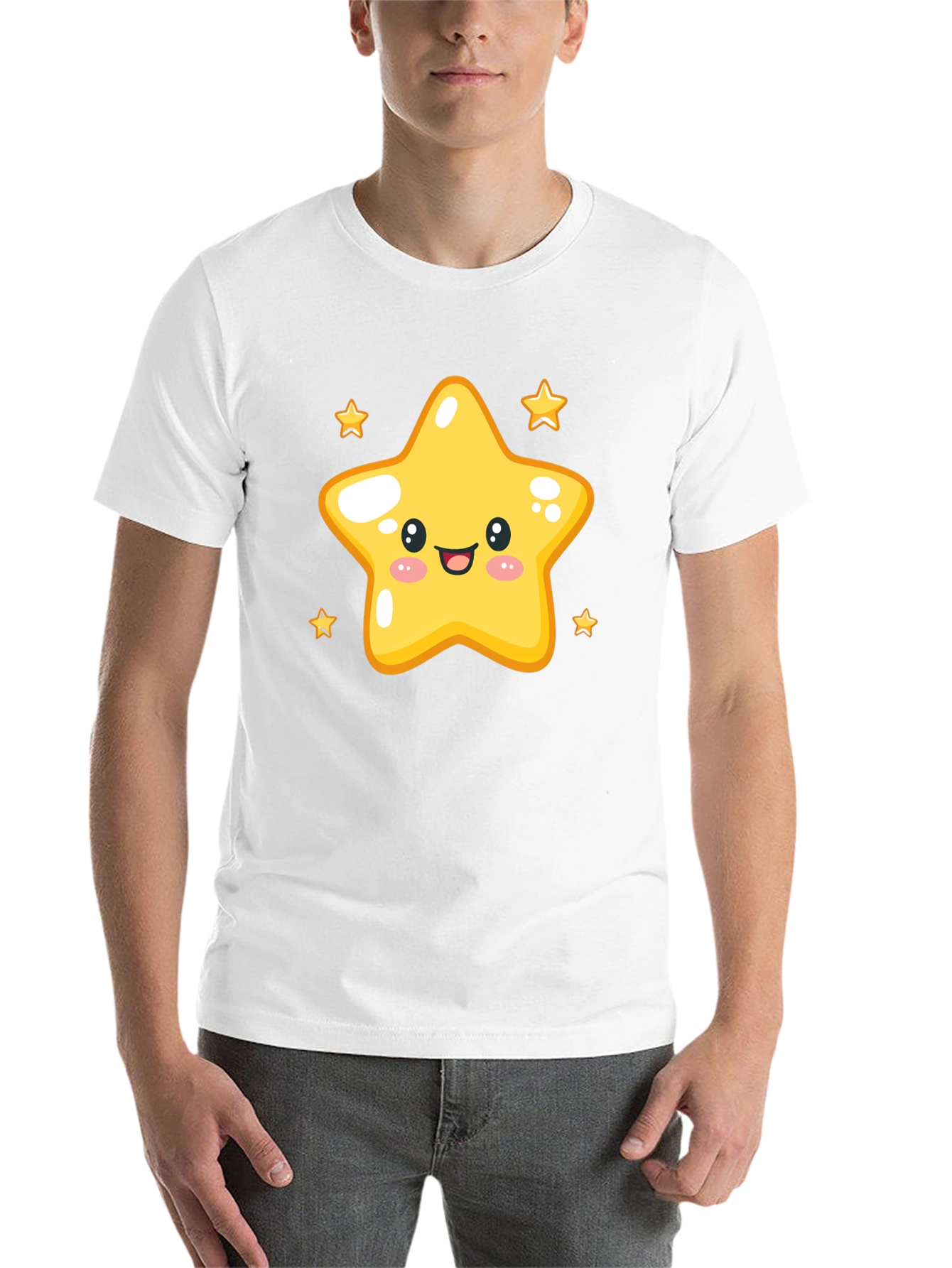 Black Cute Star Graphic Tee - Black Cotton Blend Shirt view 14