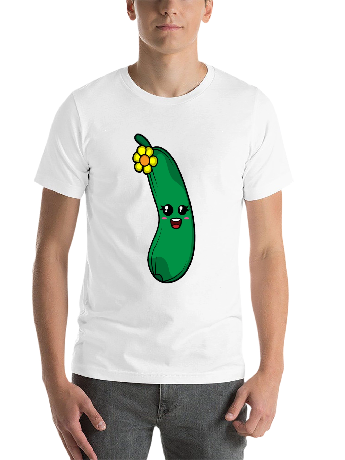 Funny Zucchini Flower Graphic T-Shirt - 14