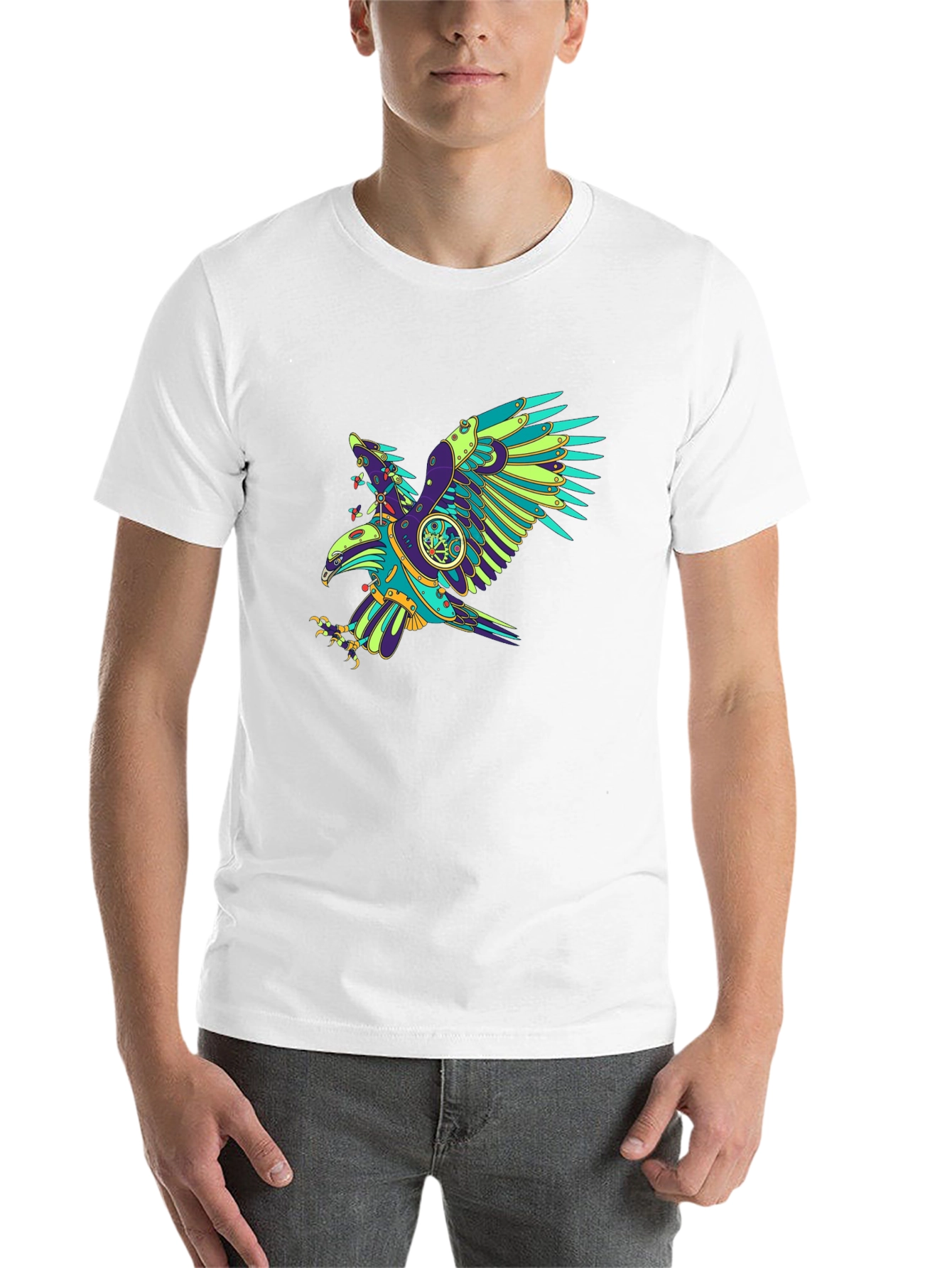 Black Steampunk Eagle Graphic Tee - Cool Design view 14