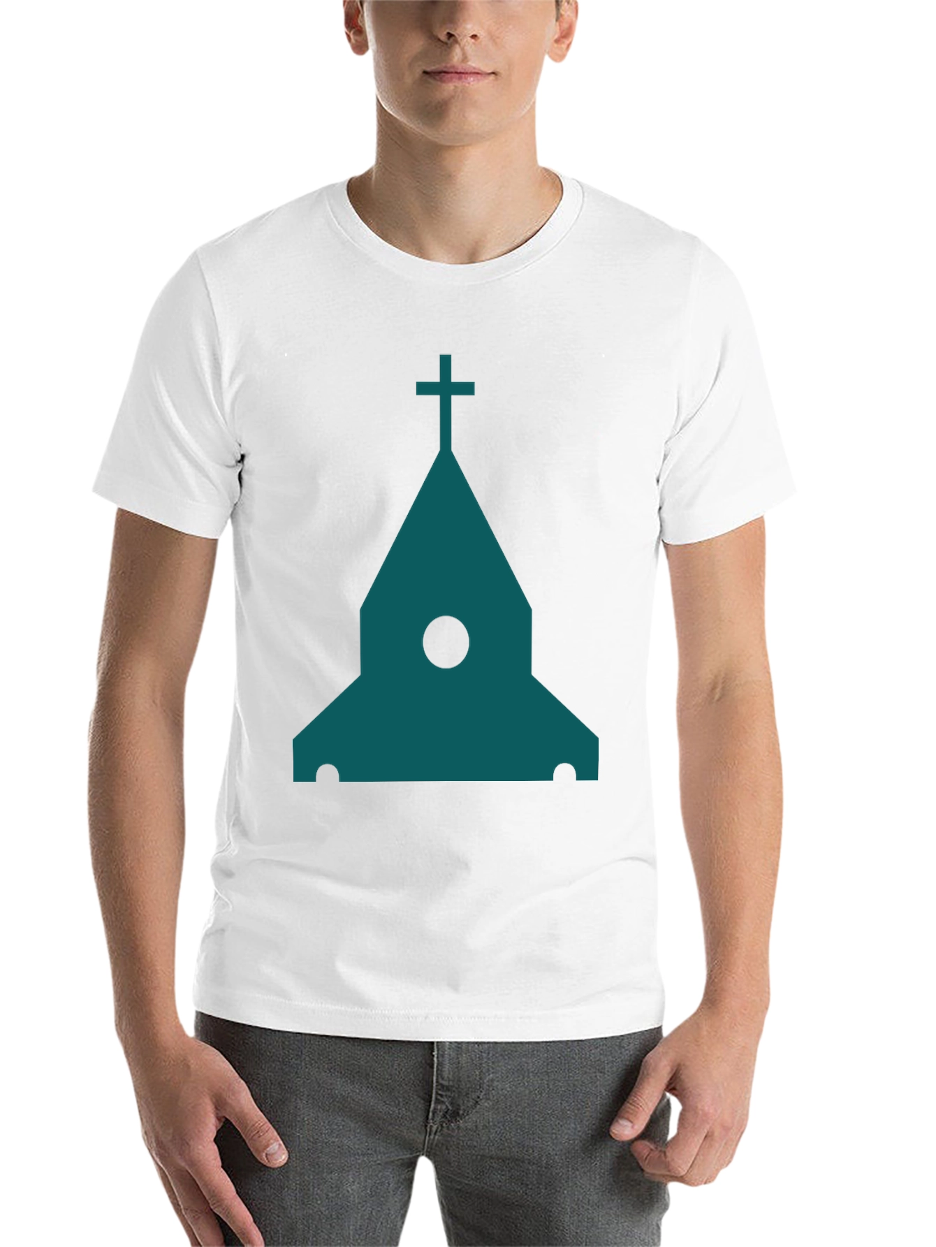 Black Modern Church Graphic Tee - Black Cotton Blend view 14