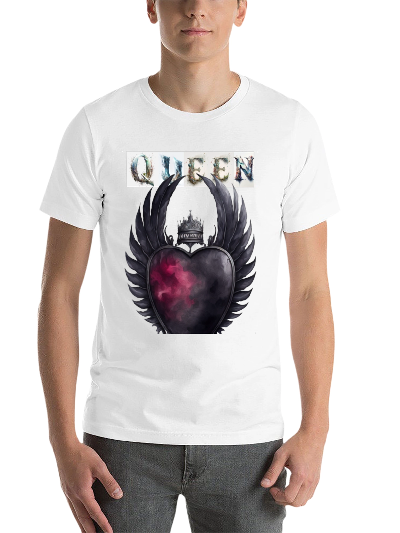 Black Queen Heart Crown Graphic Tee - Trendy Style view 14