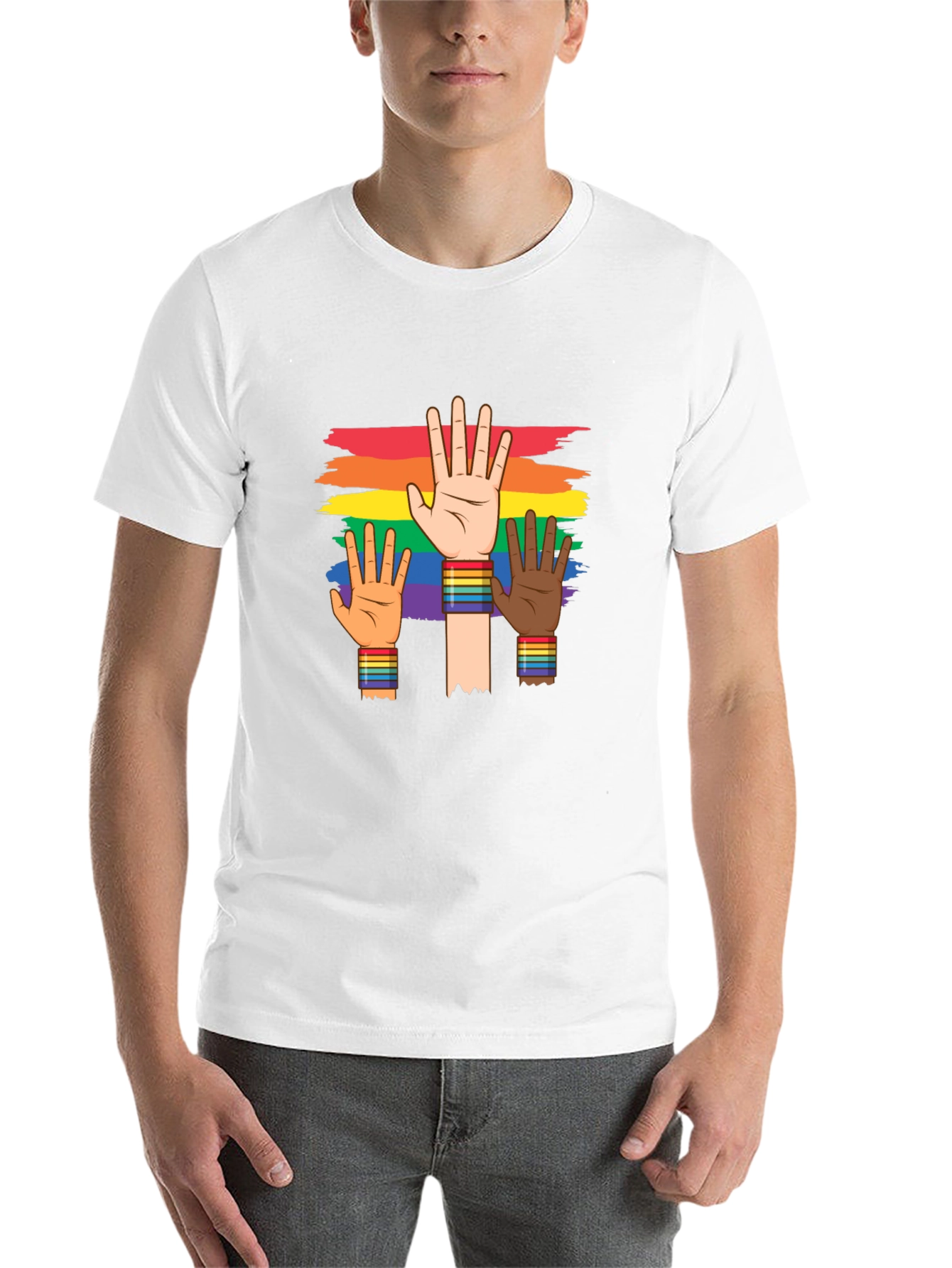 Black Pride Diversity T-Shirt: Rainbow Hands view 14