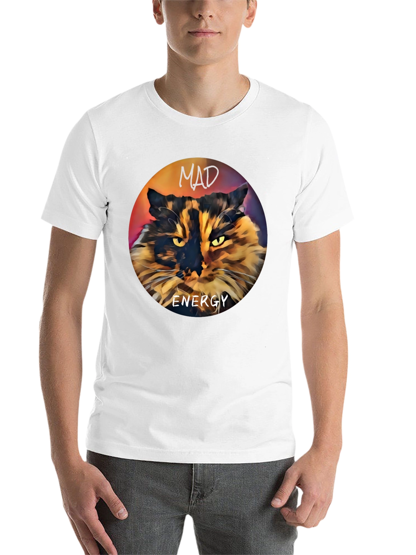 Black Mad Energy Cat Graphic T-Shirt view 14