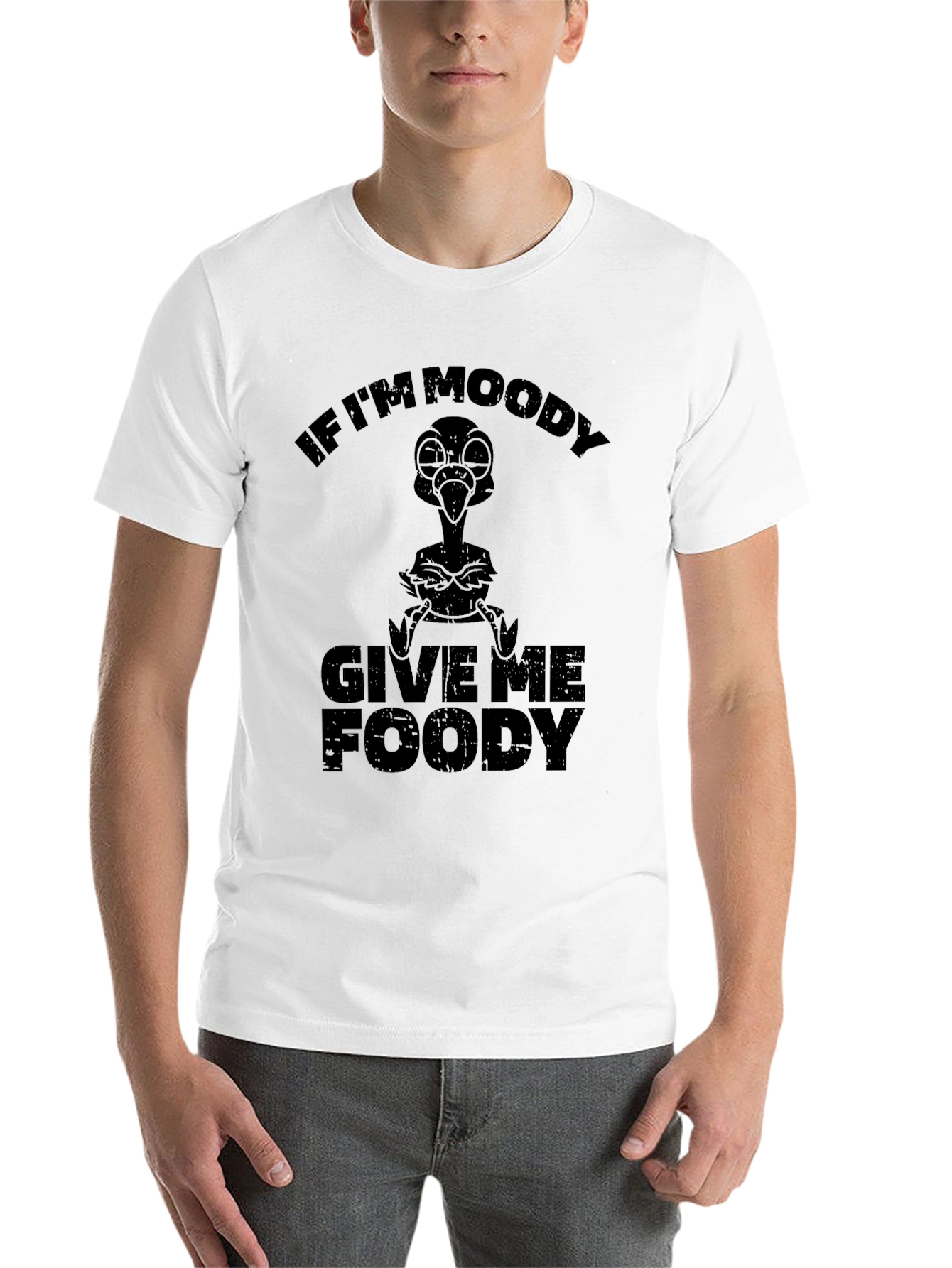 Black Moody Foody Graphic T-Shirt - Funny Bird Tee view 14