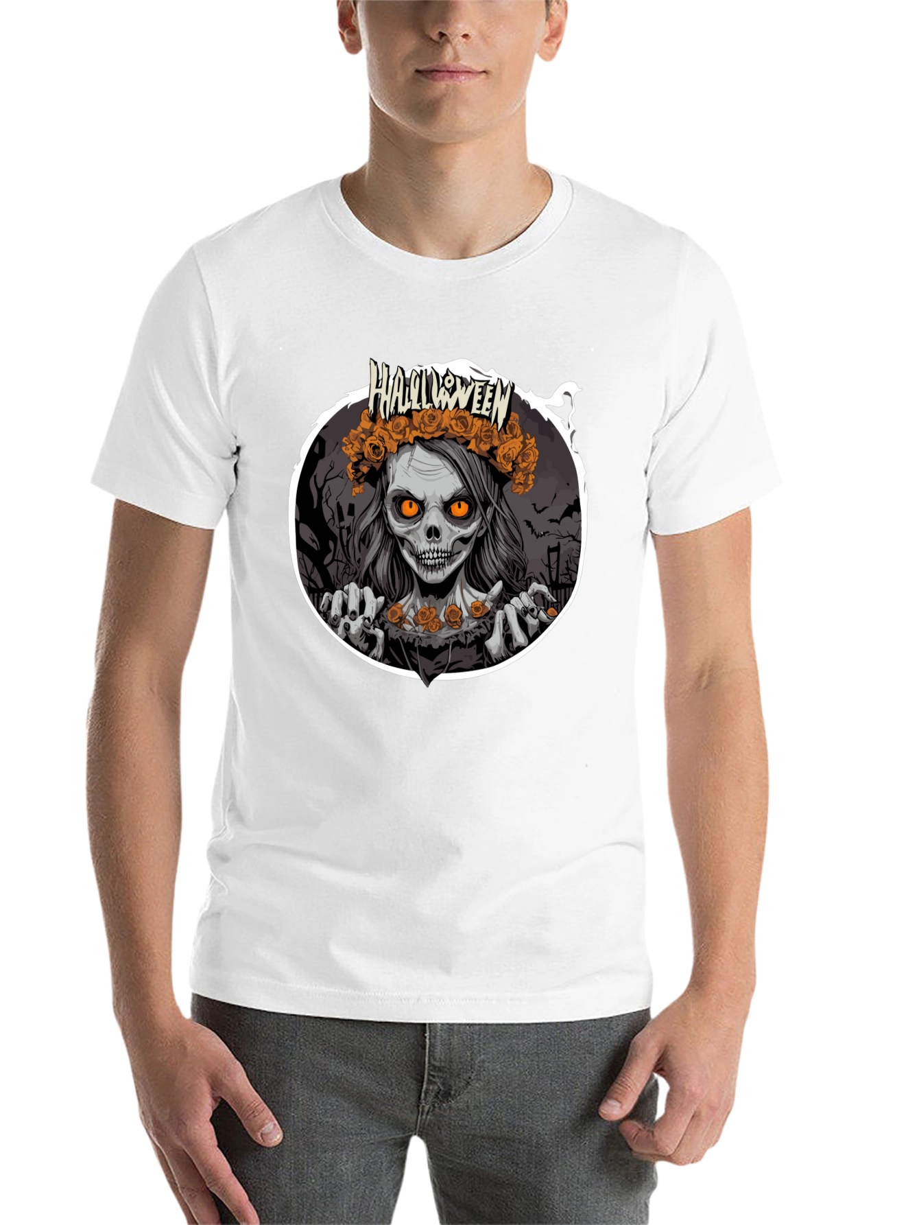 Black Halloween Zombie Woman Black T-Shirt view 14