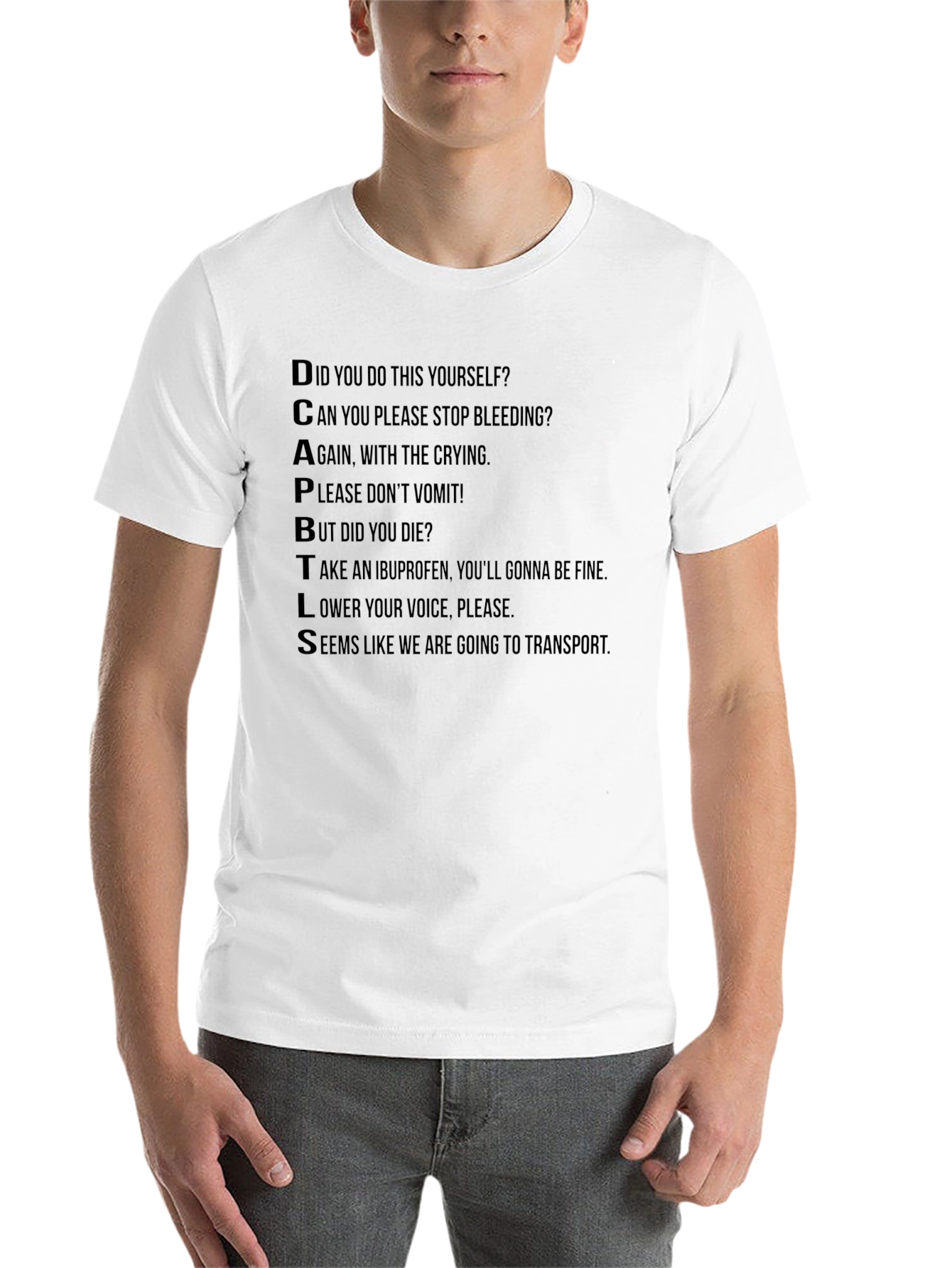 Black DCAPBTLS Funny Medical Humor T-Shirt view 14